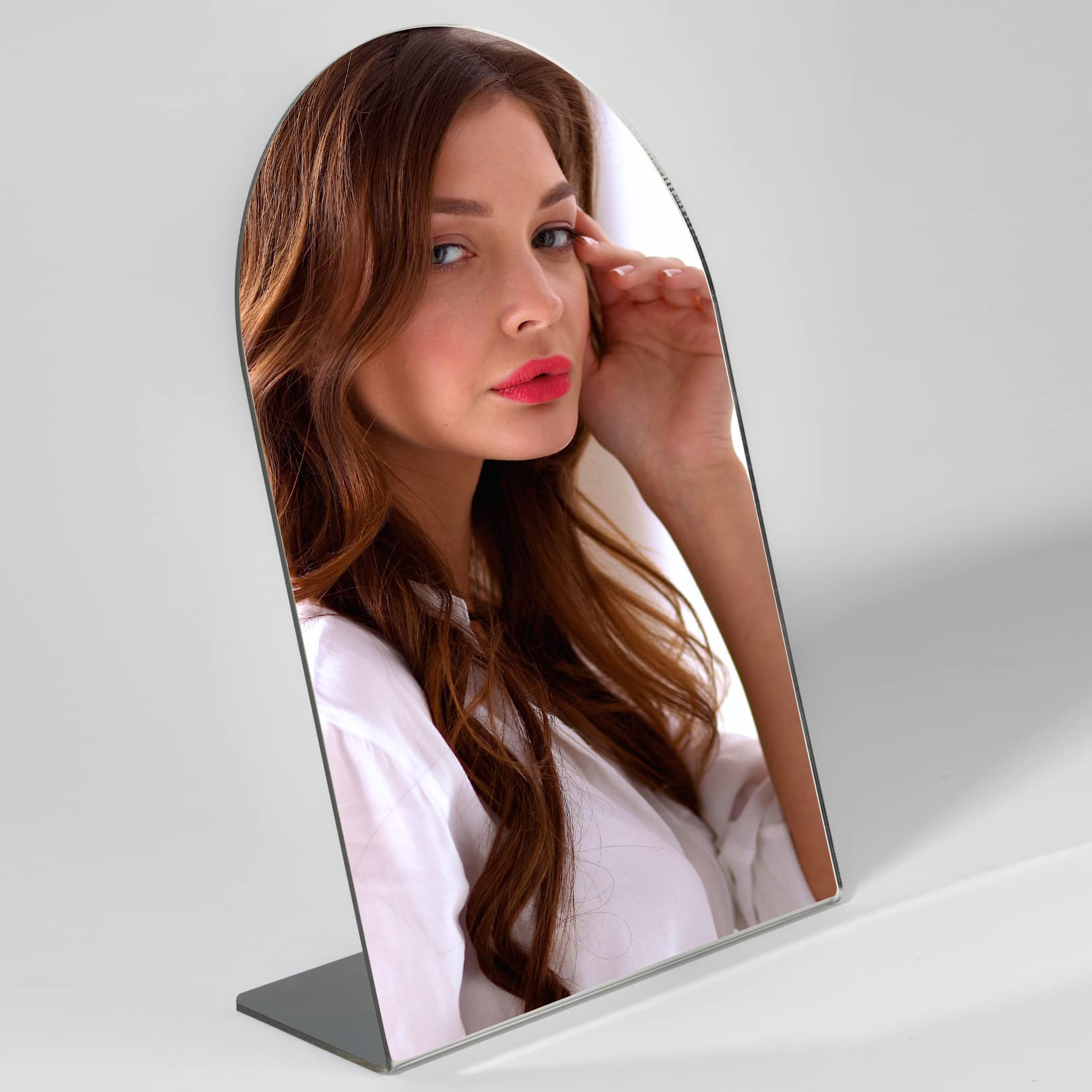 Table Mirror For Desk Vanity Mirror Makeup Organizer Mirror Unbreakable Mirror Travel Makeup Mirror, Portable Countertop Mirror