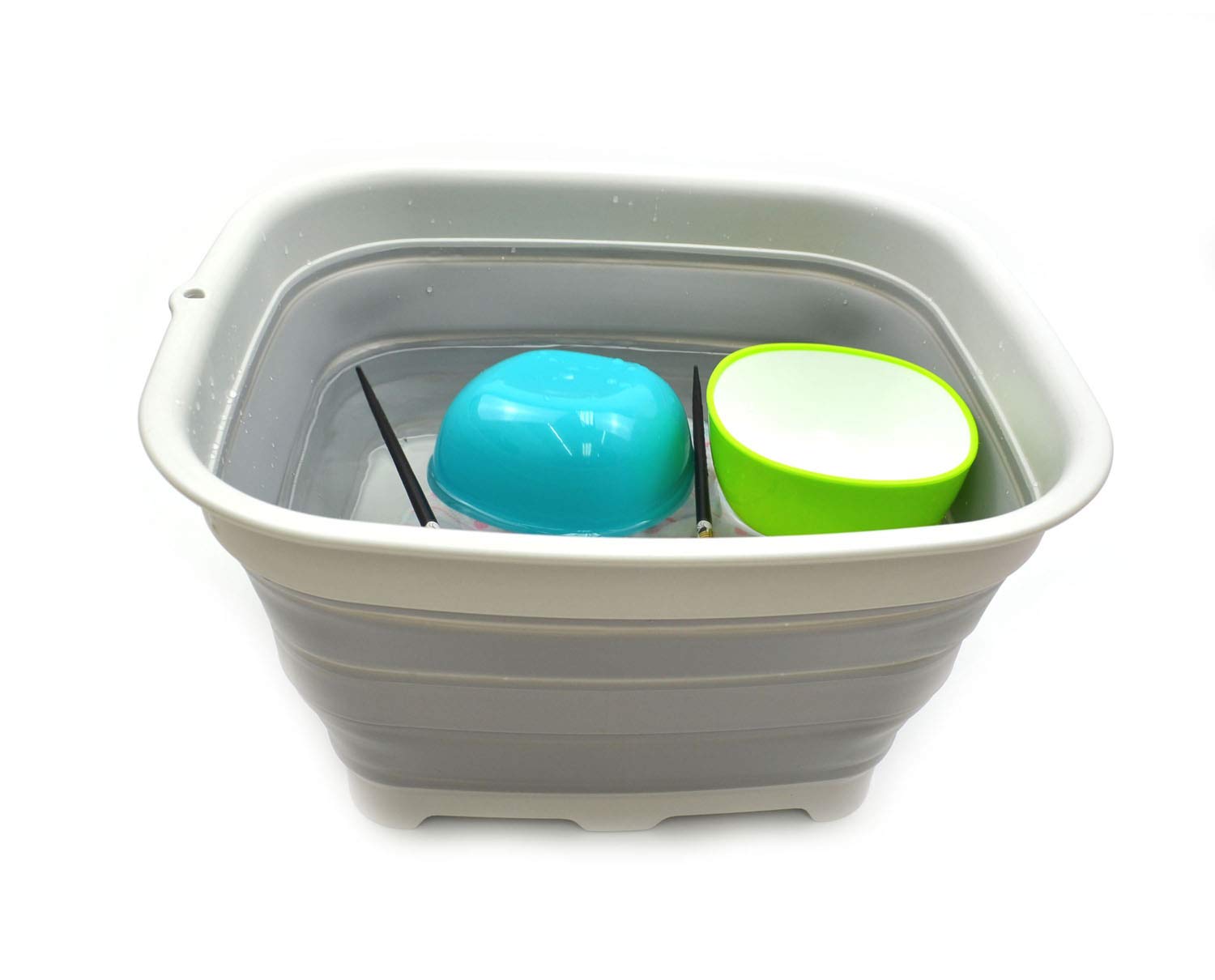 Sammart 15L (3.9 Gallon) Collapsible Dishpan With Draining Plug - Foldable Washing Basin - Dish Washing Tub - Washing Up Bowl -
