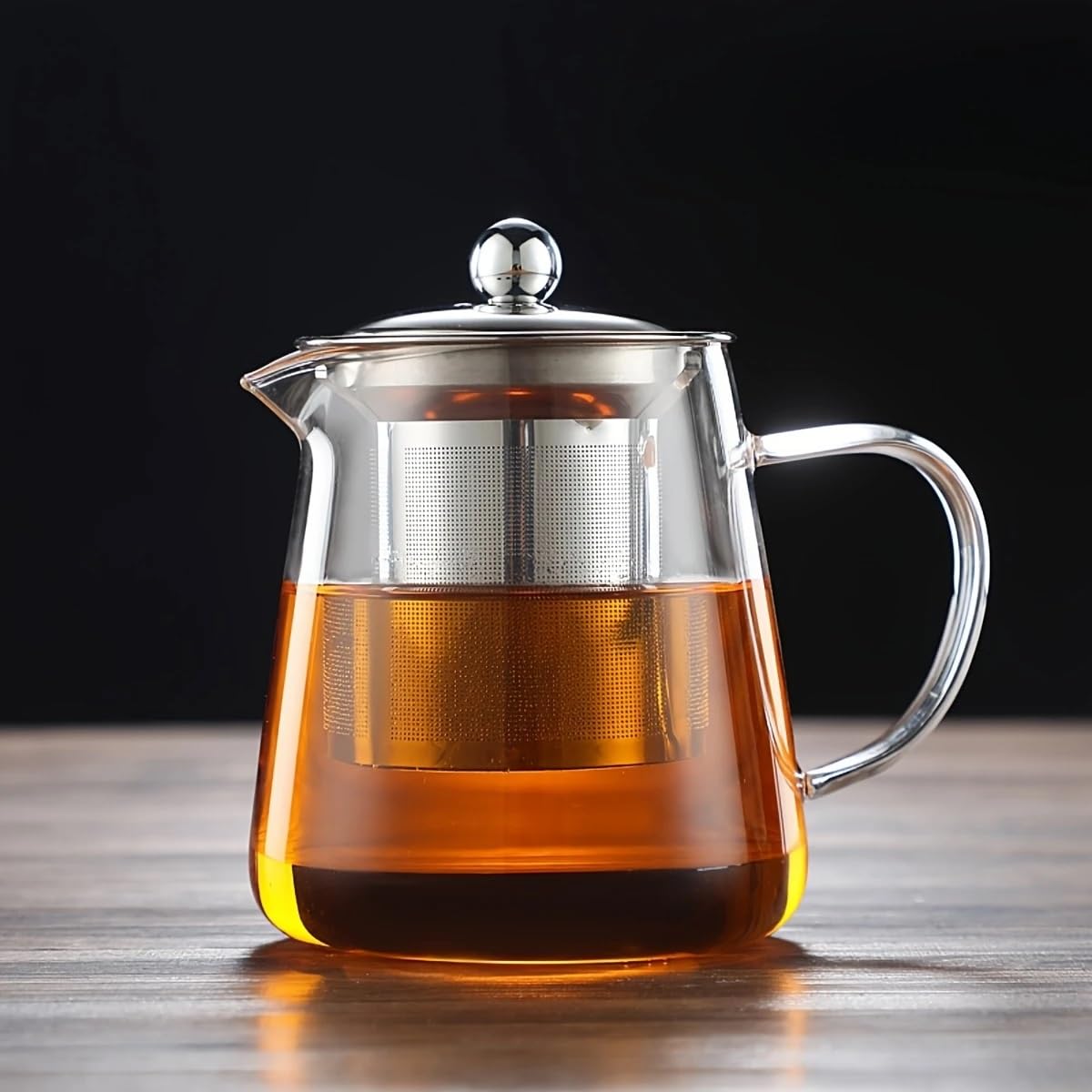 Glass Kettle Tea pot for Gas Stove for Milk Tea, Borosilicate Clear Tea Kettle with Removable 18/8 Stainless Steel Infuser, Teap