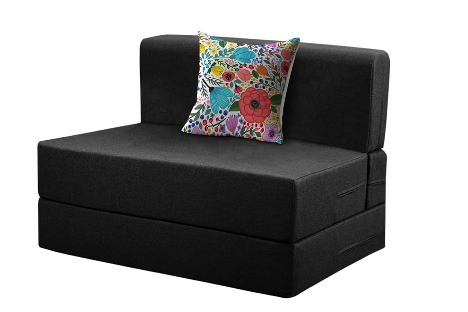Rosebell  Foldable 1 Seater Sofa Cum Bed, Lightweight Sofa Bed 3 X 6 Feet, Jute Fabric Washable Cover Including One Cushion P