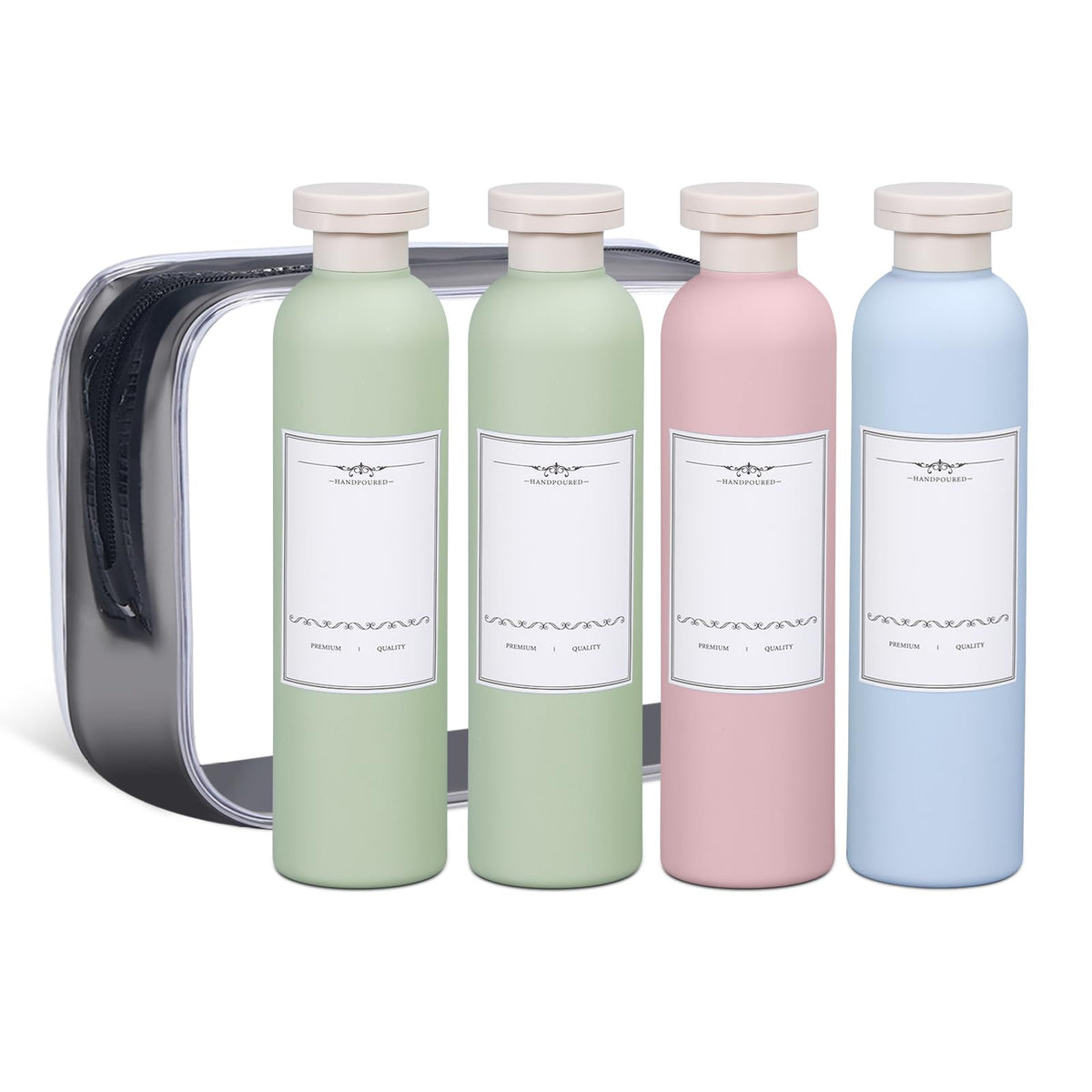 Asevat 8.8 Oz Plastic Leak Proof Travel Bottles For Toiletries, Plastic Travel Size Containers, Shampoo And Conditioner Bottles