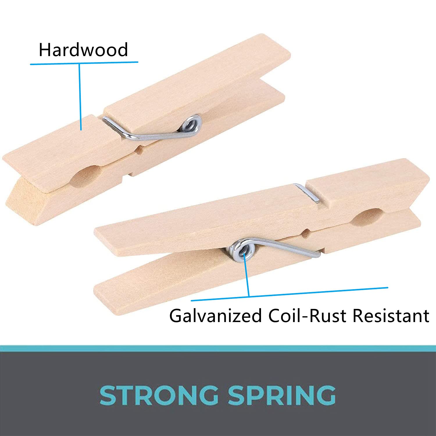 100Pcs Clothes Pins Wooden Clothespins 3Inch Heavy Duty Wood Clips For Hanging Clothes Pictures Outdoor