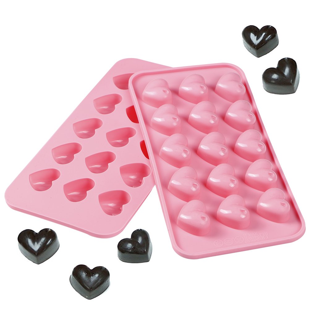 Webake Heart Molds Silicone Chocolate Candy Molds, 15 Cavity Mini Heart Shaped Tray For Gummy, Jello, Fondant, Ice Cube, Crayon,