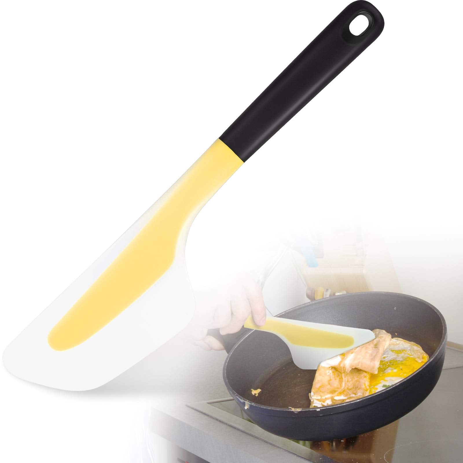 Omelette Spatula Kitchen Omelet Turner Silicone Non-Stick Omelette Scraper Silicone Pigment Scraper With Non Slip Grip For Kitch