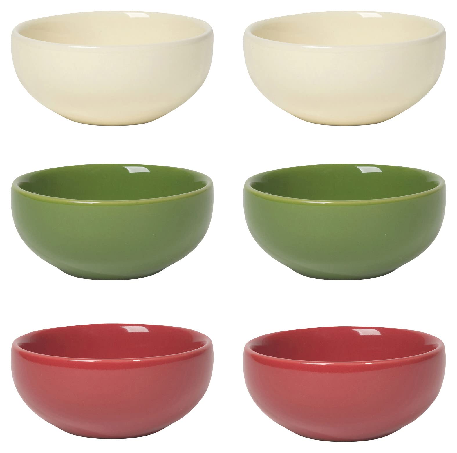 Now Designs Christmas Decor Ceramic Pinch Bowl Set, Soy Sauce Dish, Set Of 6, 2 Oz