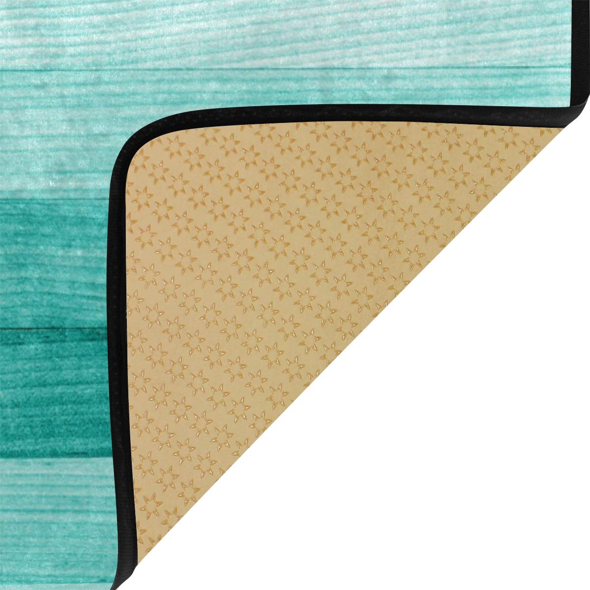 Kitchen Rugs Teal Turquoise Green Wood Design Non-Slip Soft Kitchen Mats Bath Rug Runner Doormats Carpet For Home Decor, 39'' X
