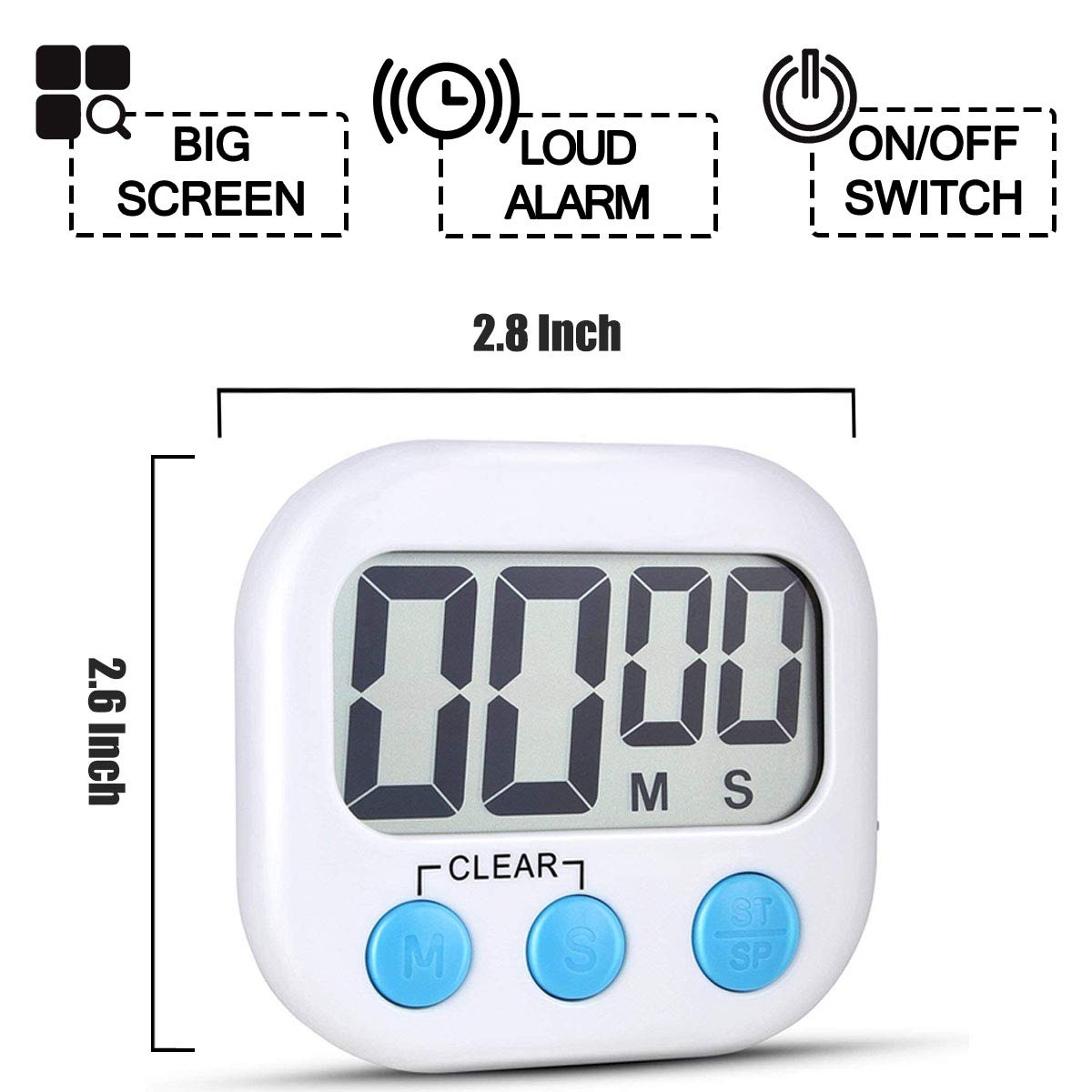 Classroom Timers for Teachers Kids Large Magnetic Digital Timer Teacher Supplies 12 Pack-Blue White