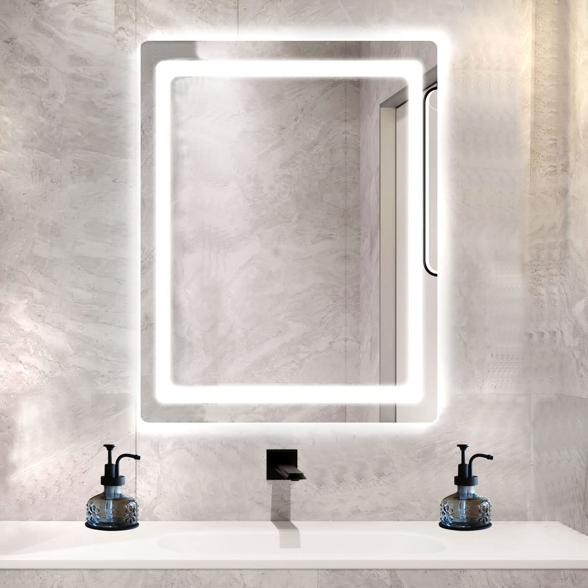 Glass Soap Dispenser For Kitchen And Bathroom Countertop, Smooth Action Pump Refillable Wash Hand Liquid, Dish Detergent, Farmho