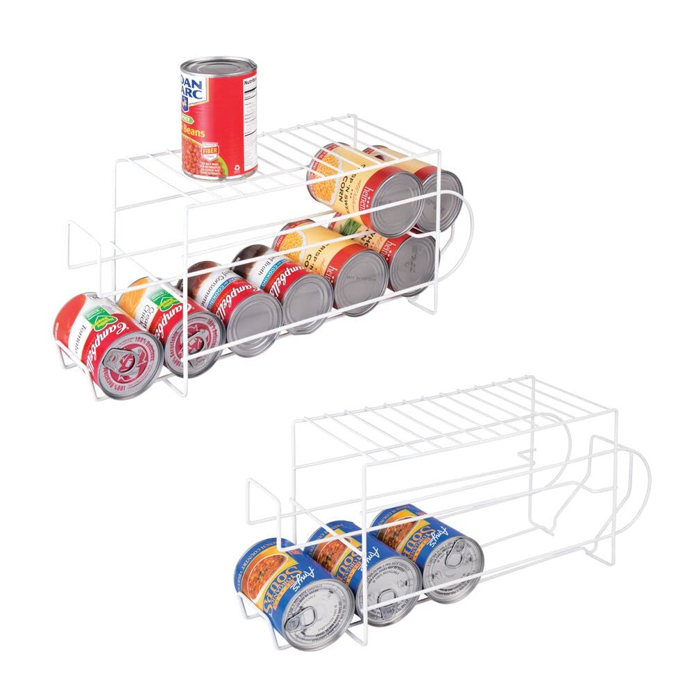 Mdesign 2-Tier Metal Wire Standing Pop/Soda And Food Can Dispenser Storage Rack Organizer With Top Shelf For Kitchen Pantry, Cou