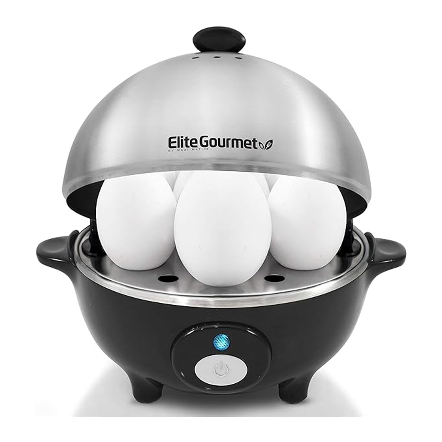 Elite Gourmet Egc-508 Rapid Egg Cooker, 7 Easy-To-Peel, Hard, Medium, Soft Boiled Eggs, Poacher, Omelet Maker, Auto Shut-Off, Al