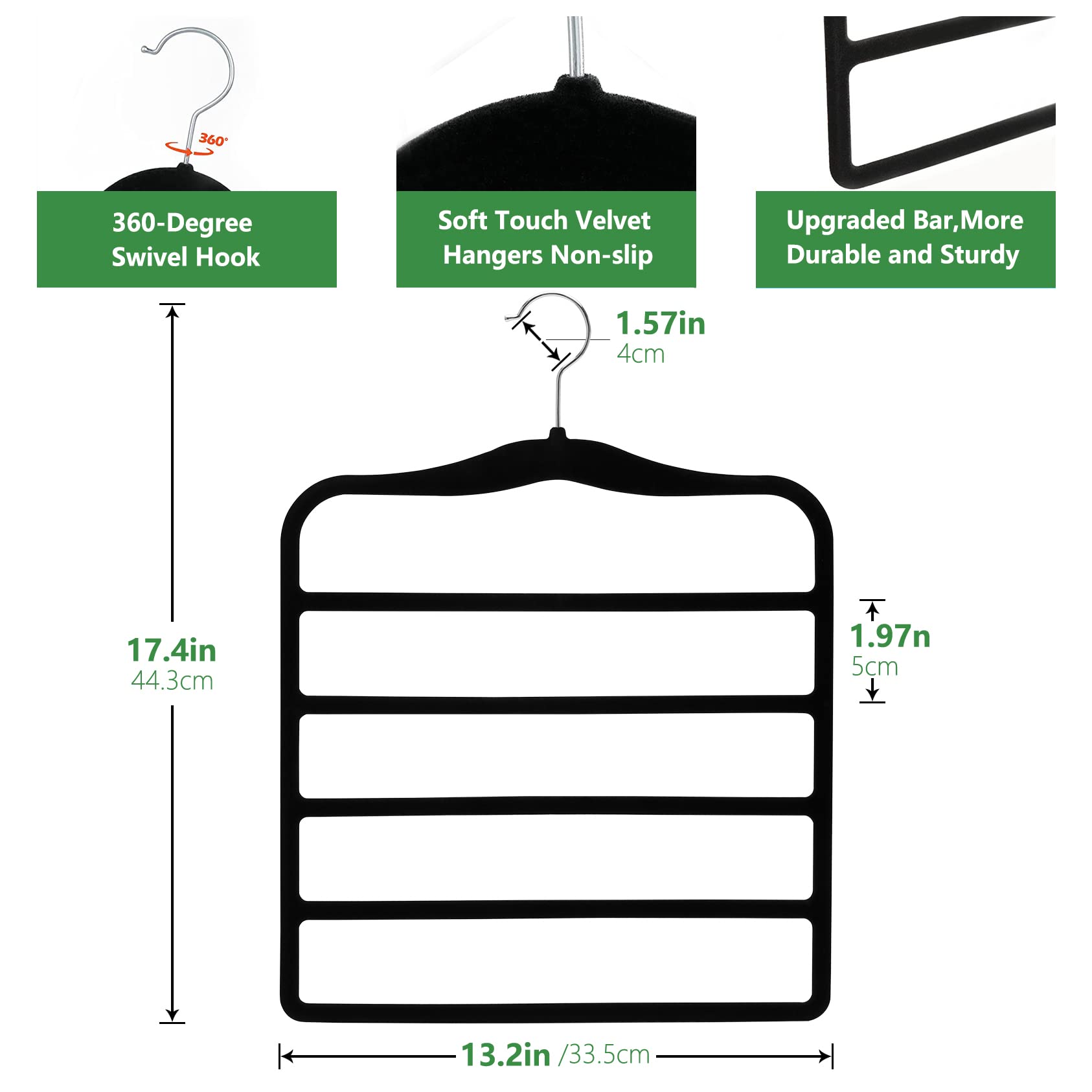 Pants Hangers Space Saving 5P Scarf Hangers for Closet Organizers and Storage Non Slip Velvet Hanger for Closet Organizer College Dorm Room Essentials Heavy Duty Organization and Storage Jean Hangers