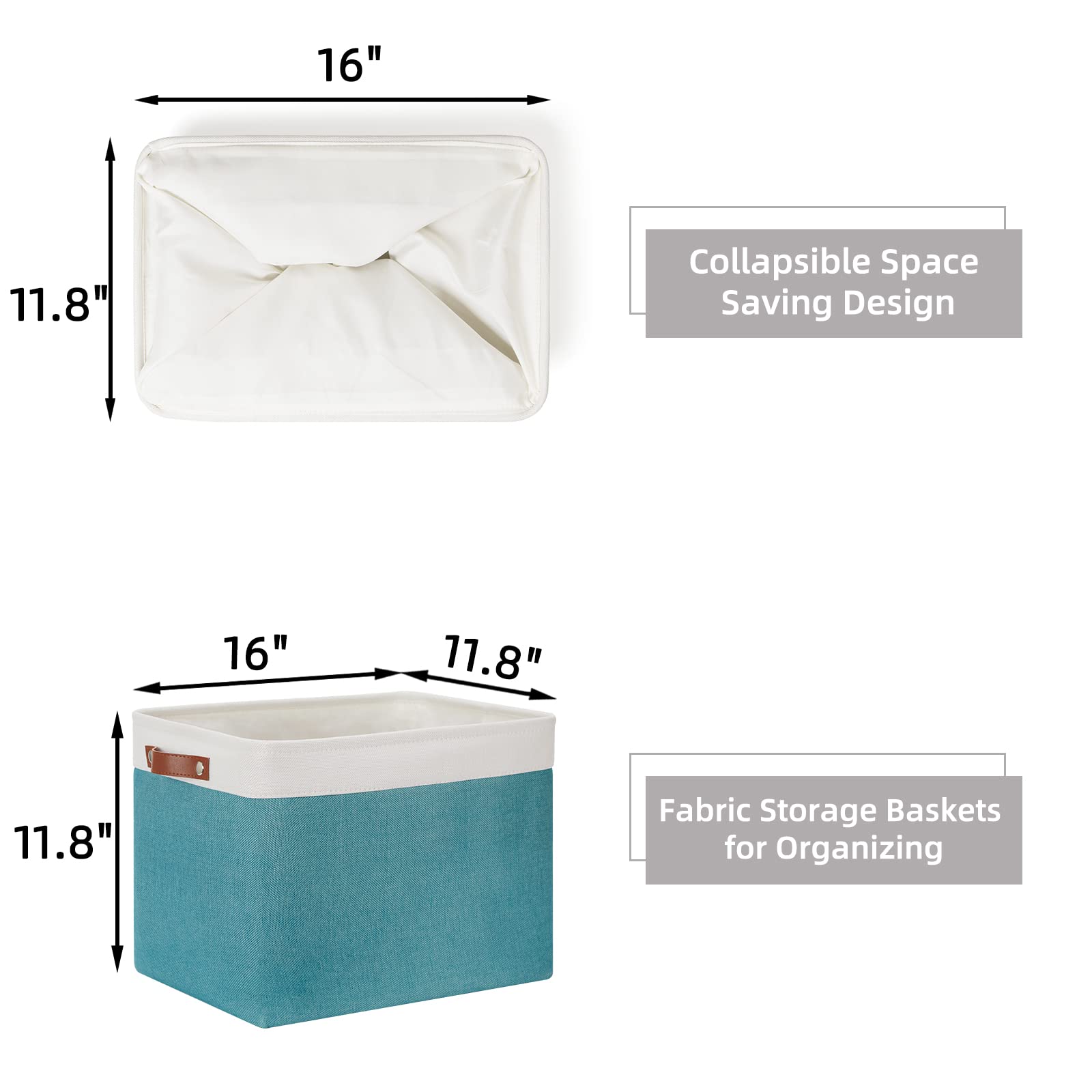 Hnzige Extra Large Fabric Storage Bin Baskets For Organizing Shelves [2 Pack] Storage Baskets For Closet 16 '' X 11.8 '' X 11.8