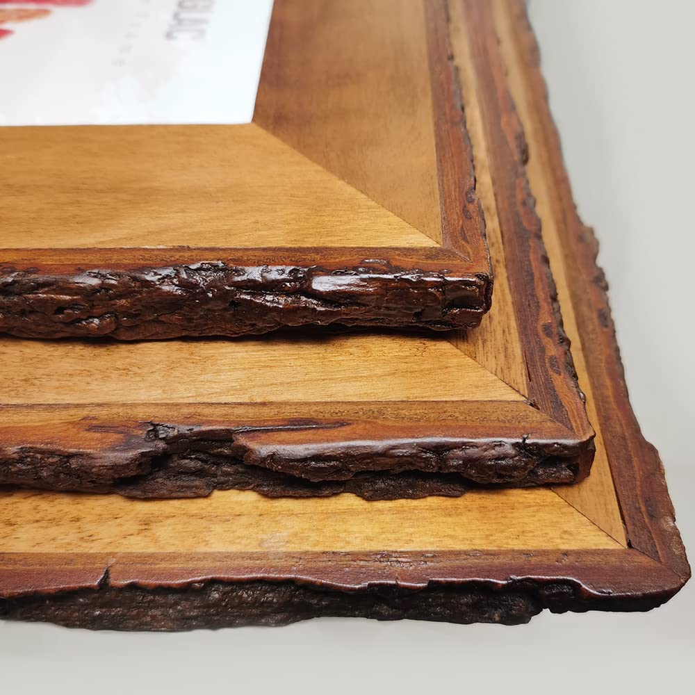 4x6 Wood Picture Frames Brown, Live Edge Rustic Photo Frame with Glass Front, Display 6x4 inch Photos for Tabletop or Wall Mount