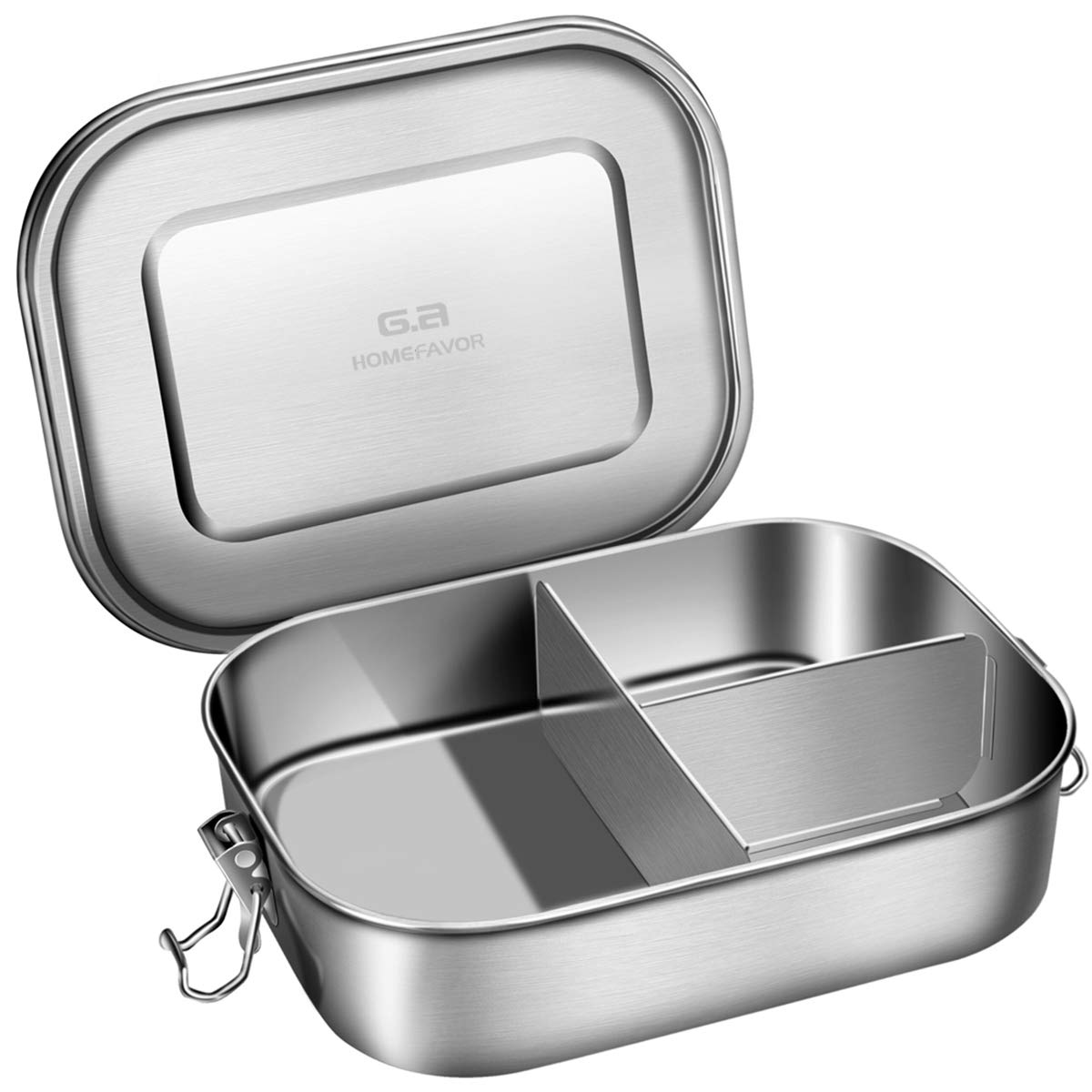 G.A Homefavor Leak Proof Stainless Steel Bento Box, Metal Lunch Container With 3-Compartment, 1200Ml, Perfect For Snacks And Sal