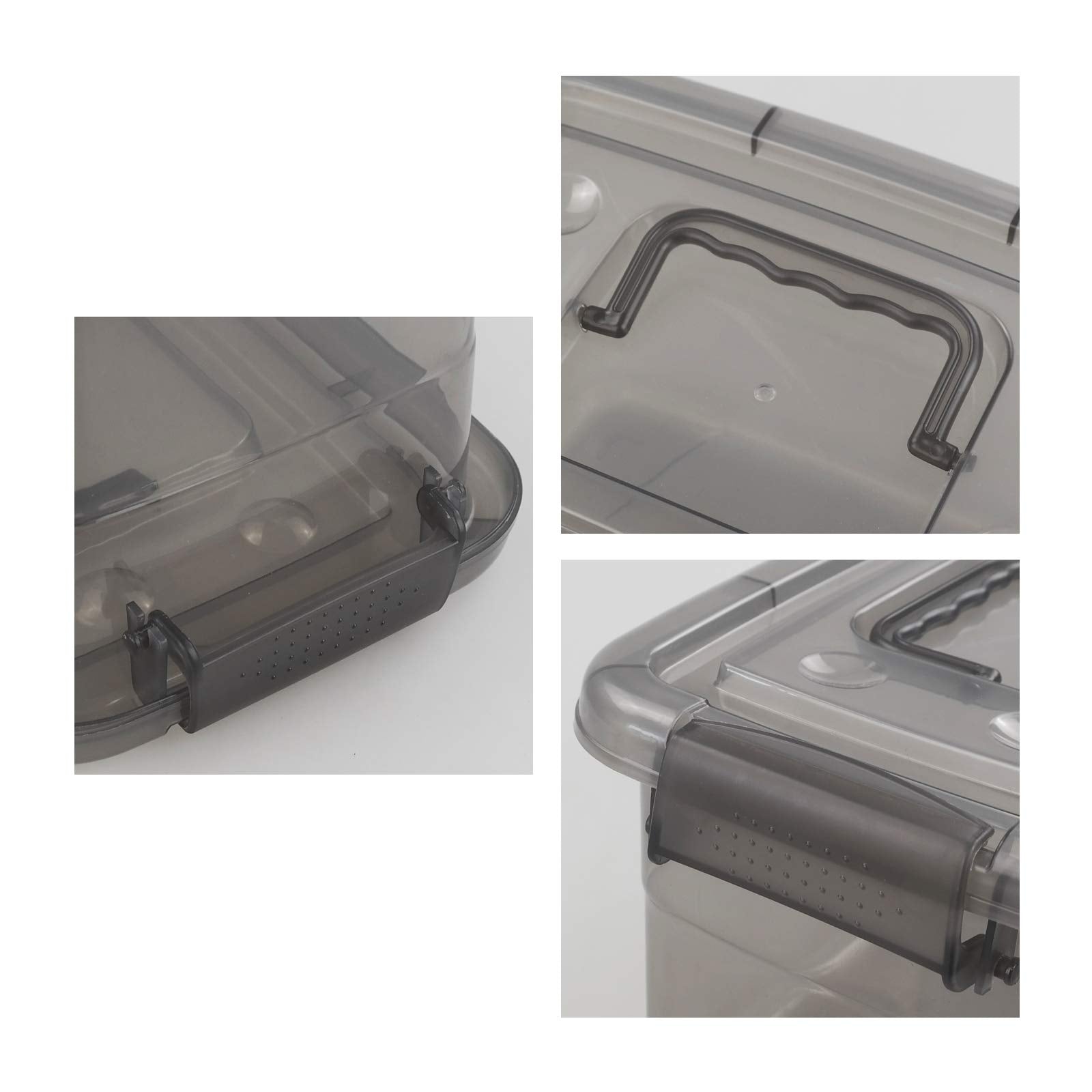 Doryh 5L Plastic Storage Bin With Lid, Latching Box With Handles, Set Of 6