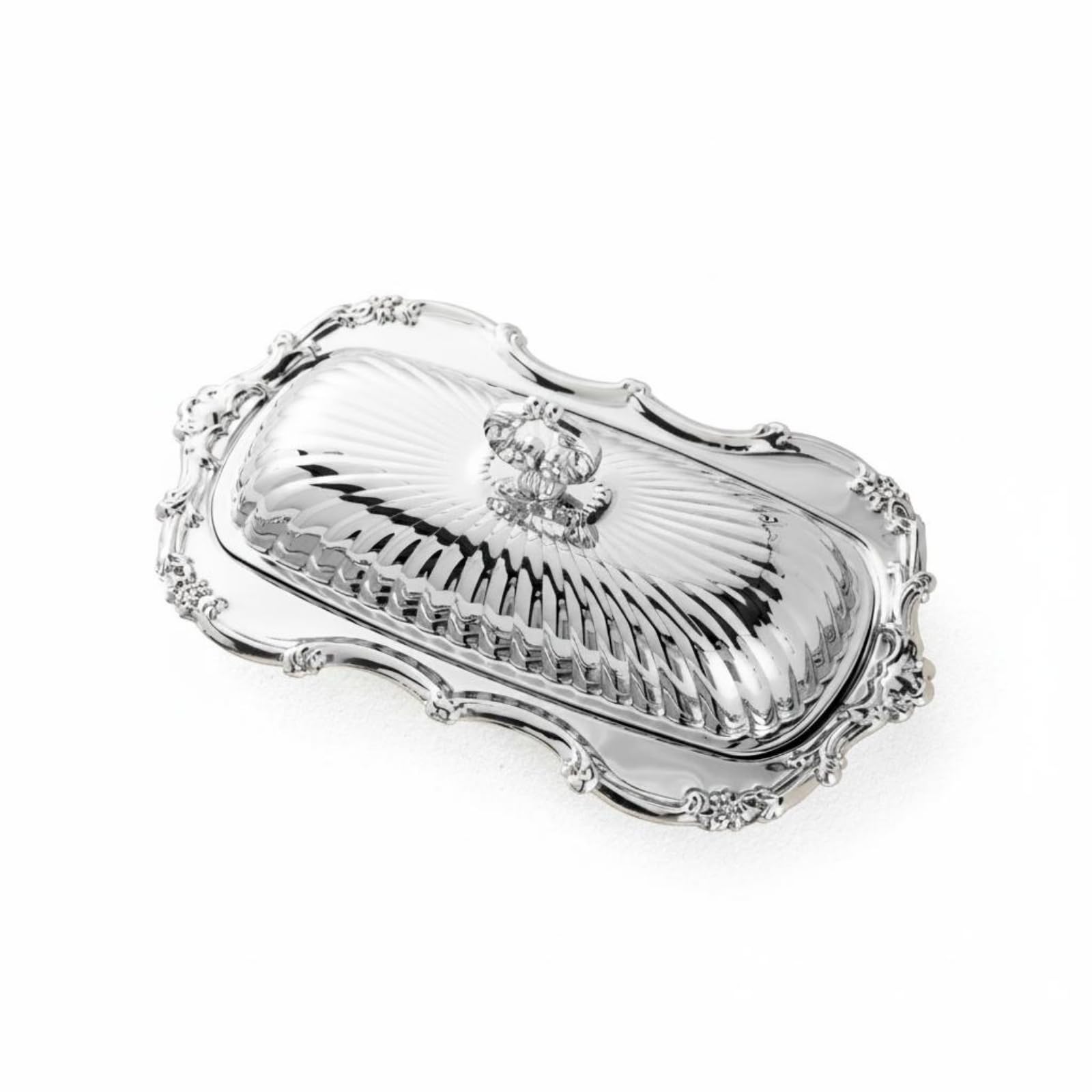Enakshi Stainless Steel Butter Dish Retro Design Butter Dish With Lid Ribbed Design Kitchen Storage For Hotel Buffet, Dining Tab