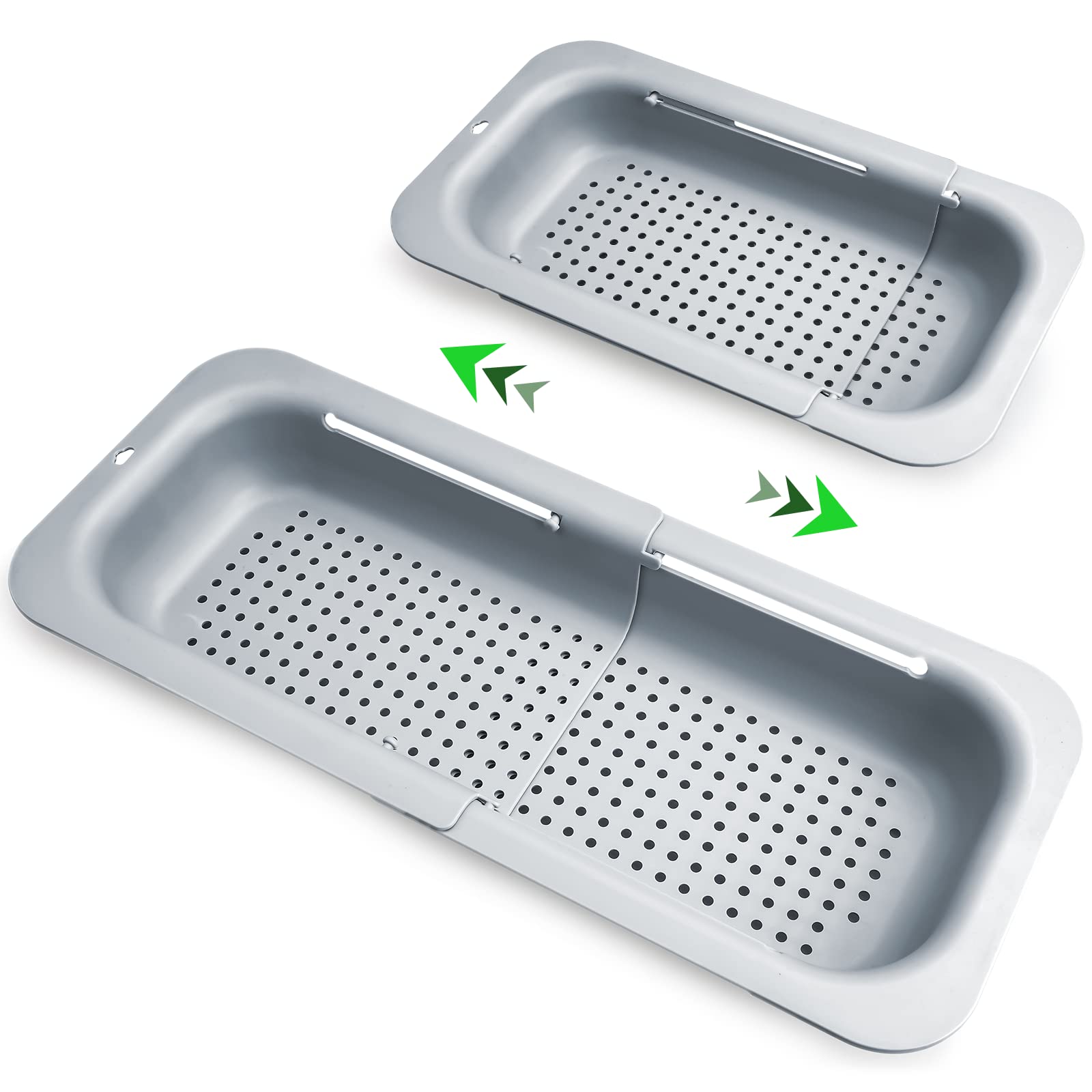 Komzon Extendable Colander Strainer Over The Sink, Retractable Kitchen Sink Basket To Wash Vegetables And Fruits, Food Strainers