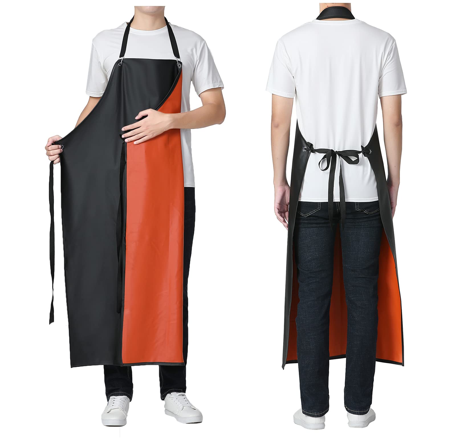 Jaspfct Waterproof Rubber Vinyl Apron,43''Waterproof Apron Dishwashing/Kitchen Cooking,Best For Dishwasher, Cleaning, Butcher Md