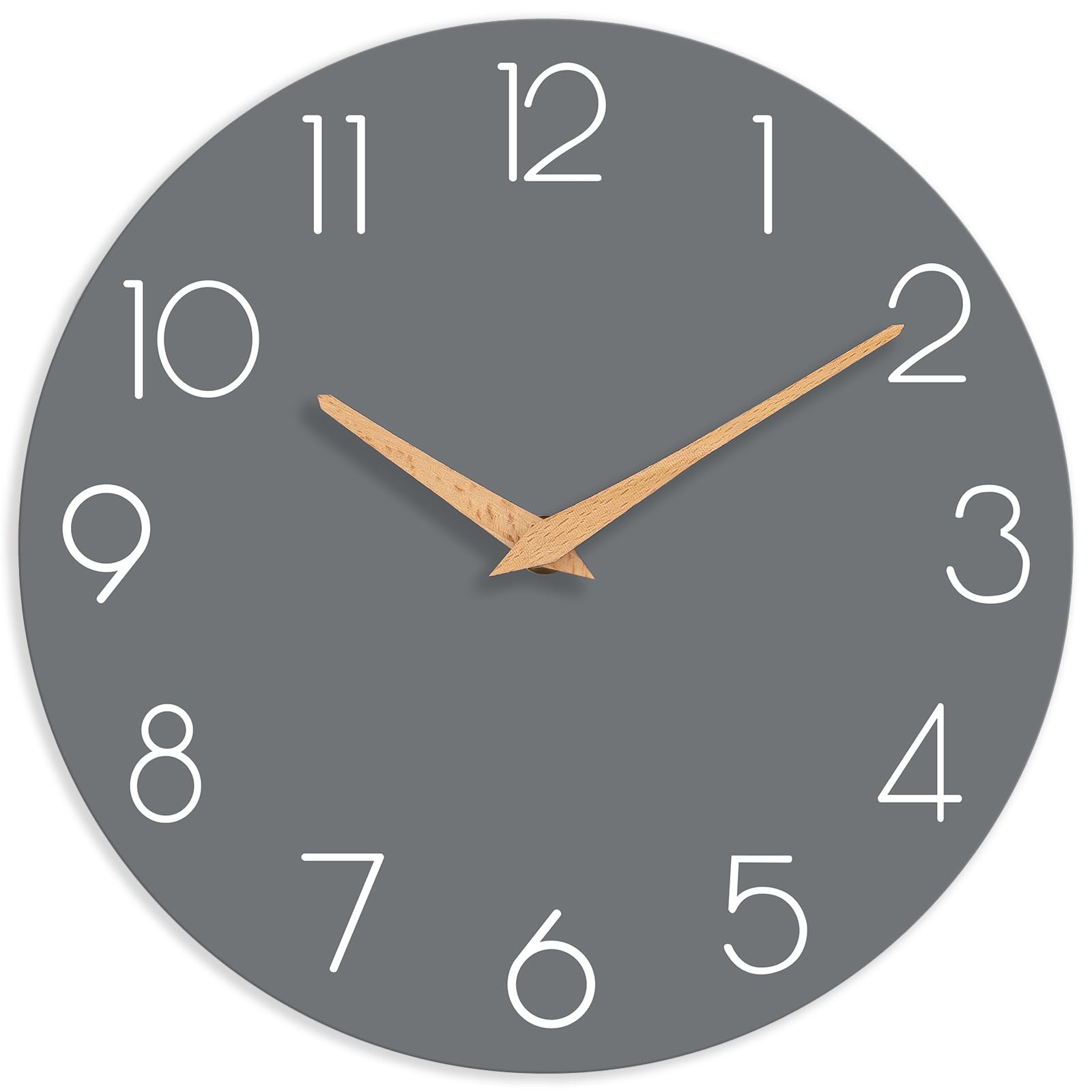 cicininc Wall Clock, 14 Inch Wooden Silent Non-Ticking, Decorative Battery Operated Wall Clocks for Bedroom, Kitchen, Home, Livi