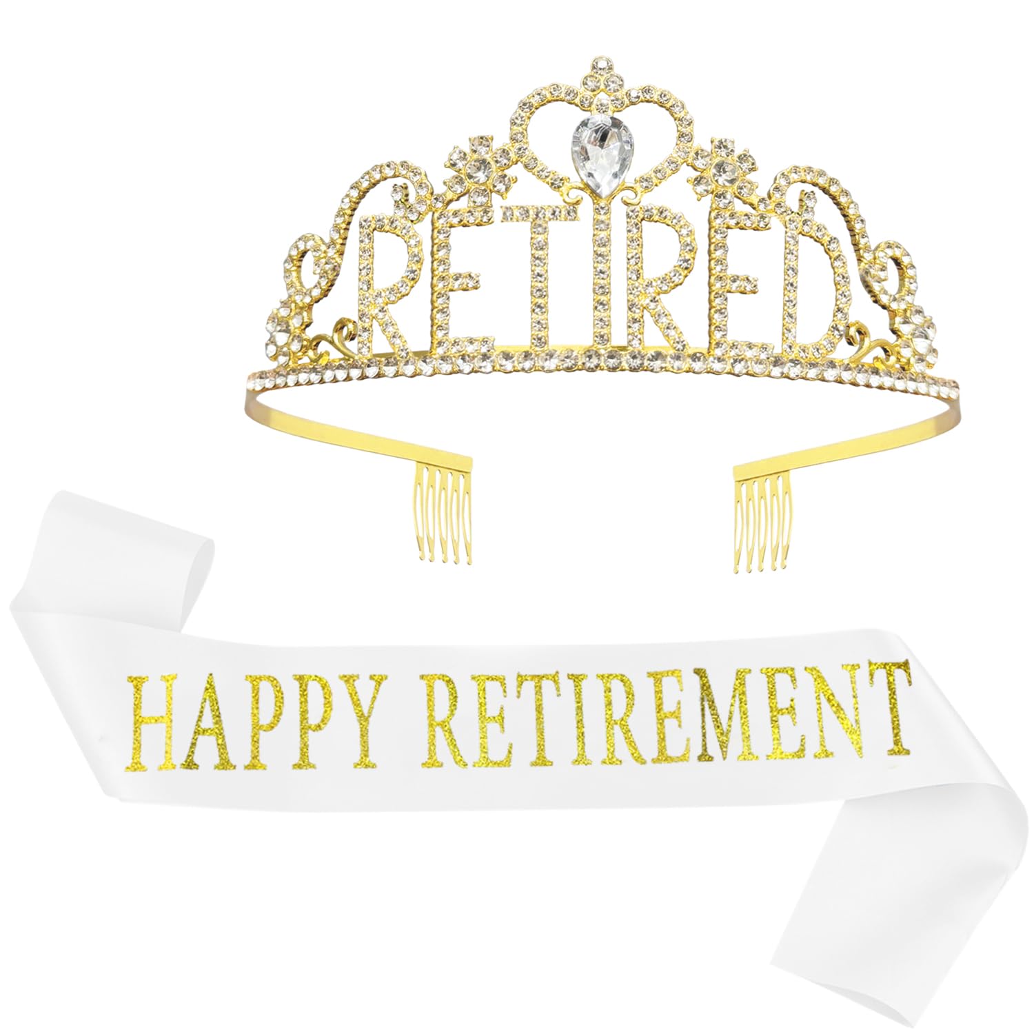 Jetkong Retirement Party Decorations Retired Tiara/Crown, Retired Sash For Women Retirement Gifts, Retirement Party Supplies, Gi