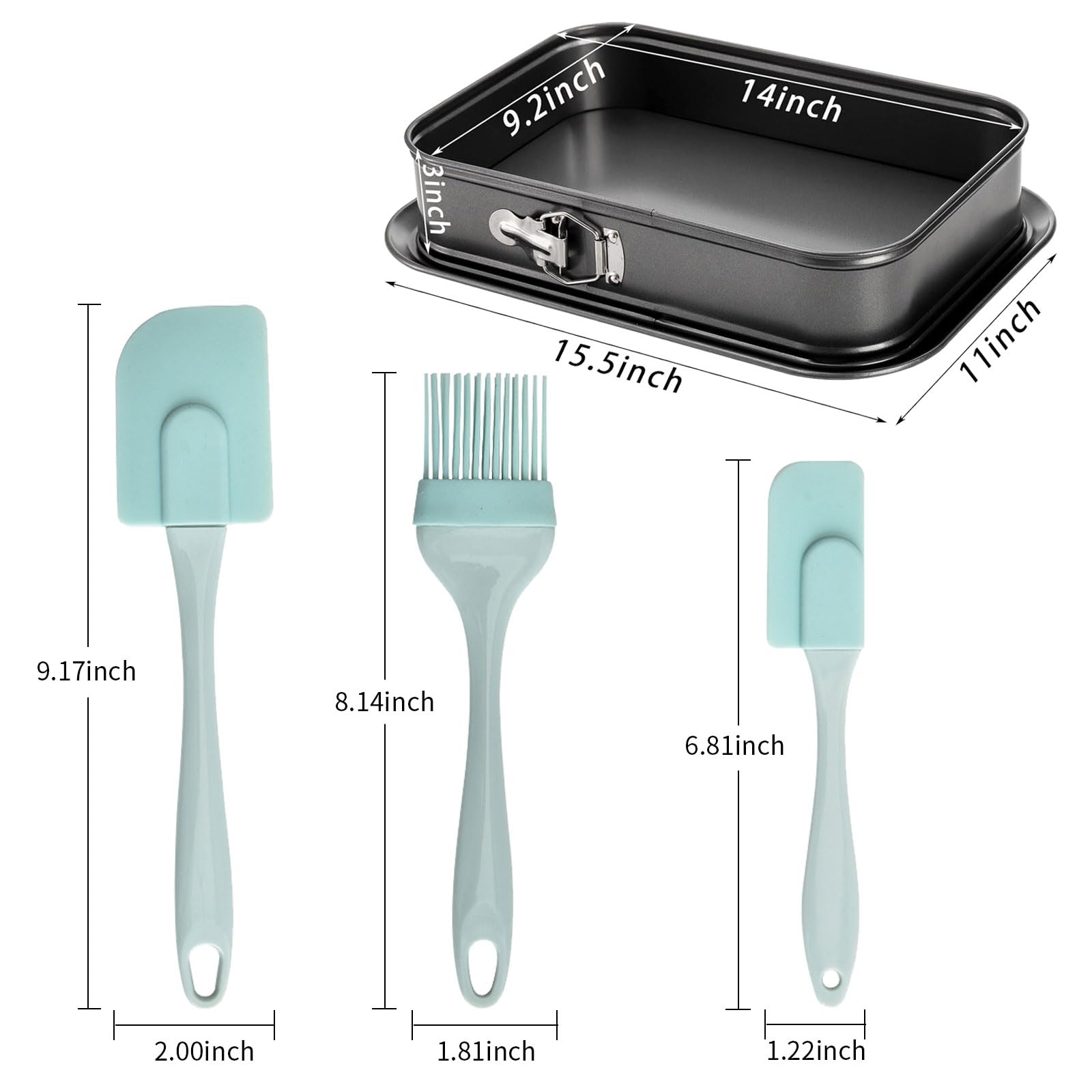 Meshka Large Springform Cake Pan, 14 X 11-Inch Rectangle Cheesecake Pan With 3Pcs Spatula Set,Leakproof Removable, Removable Bot