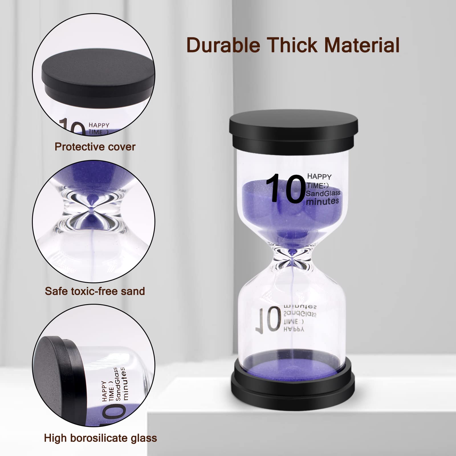 Sand Timer, Hourglass Sand Timers Colorful 1/3/5/10/15/30 Minutes Sandglass Timer With Protective Cover For Classroom Home Offic