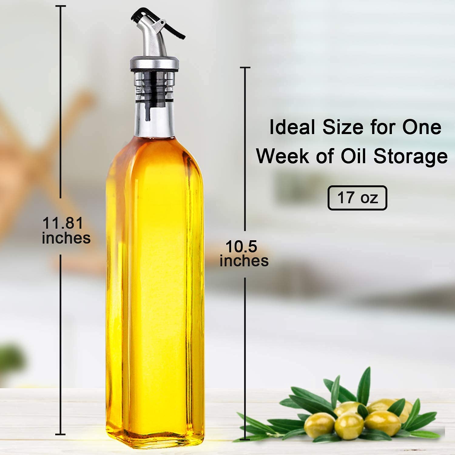 Wertioo Oil Dispenser Bottle 4 Pack 17 Oz Glass Olive Oil And Vinegar Dispenser Set Oil Container With Funnel & Pen And Tag For
