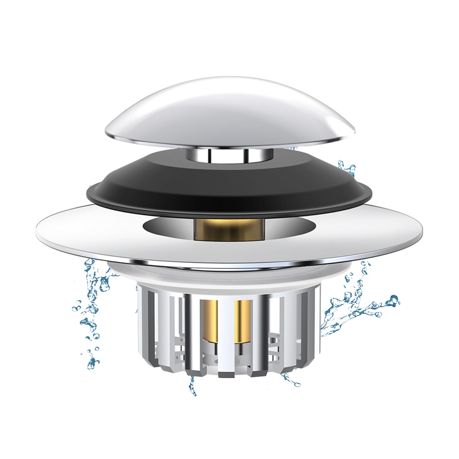 Universal 3 in 1 Bathtub Drain Stopper Bathtub Drain Hair Catcher, Pop-up Tub Stopper with Effective Filter Basket, Anti-Cloggin