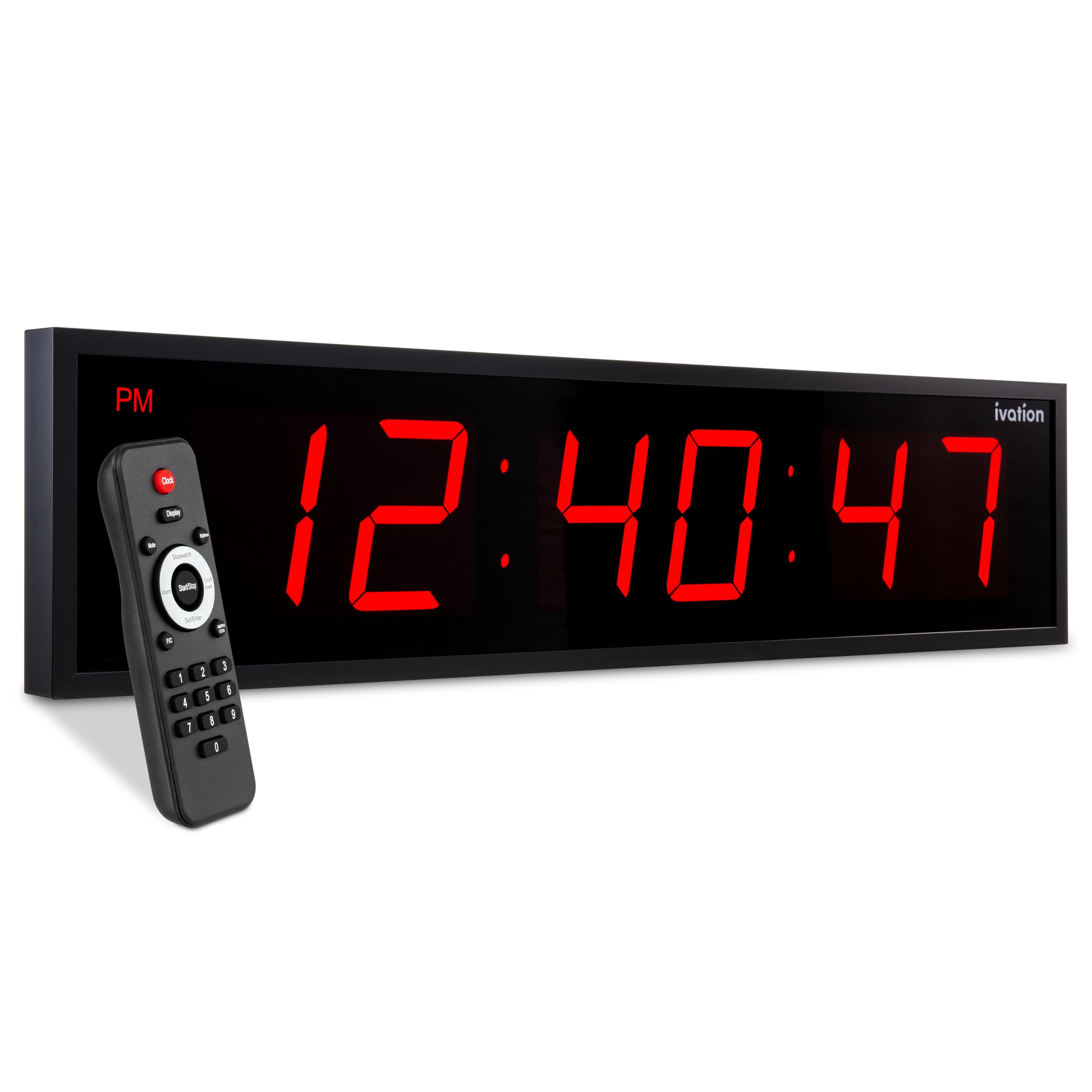 Ivation Oversized 24 Large Digital Led Clock | Big Digital Clock W/Multi-Function Display - Stopwatch, Timer, Alarms, Temp & Dat