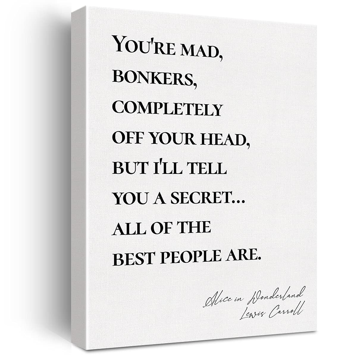 Canvas Wall Art Inspirational Alice In Wonderland Quote YouRe Mad Bonkers Canvas Print Positive Canvas Painting Home Bedroom Wa
