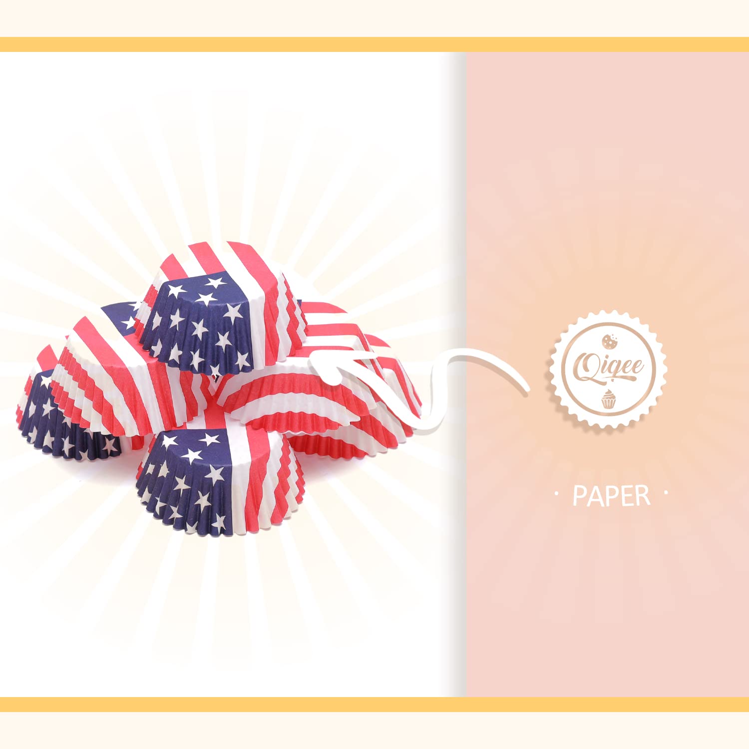 Cupcake Liners Muffin Cupcake Cups 300-Count Food Grade Usa Design Cupcake Papers Baking Cups Cupcake Wrappers Qiqee