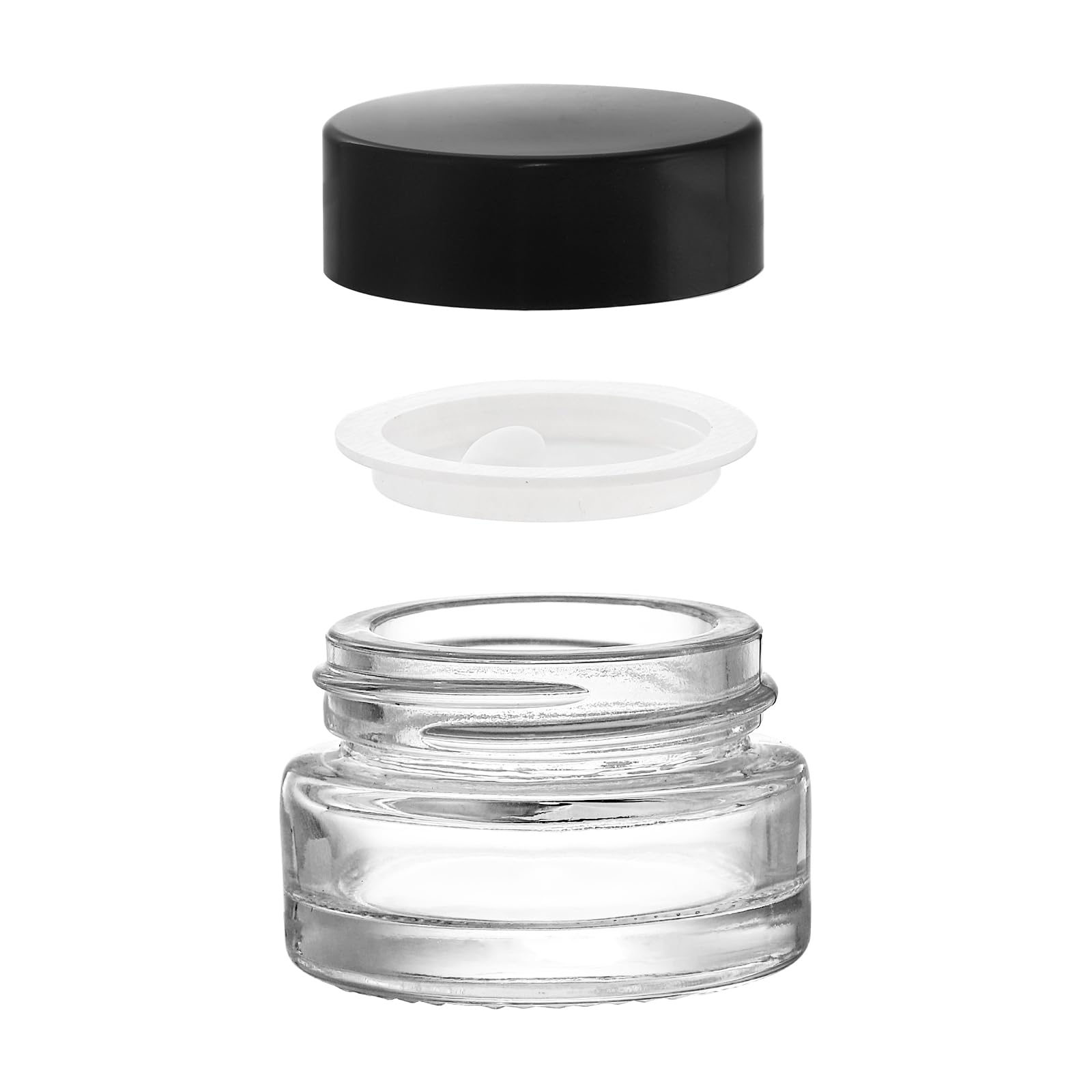 Coloch 90 Pack 5Ml Empty Glass Jars With Black Lid, Clear Airtight Cosmetics Container Bulk Refillable Tiny Sample Jar For Cosme