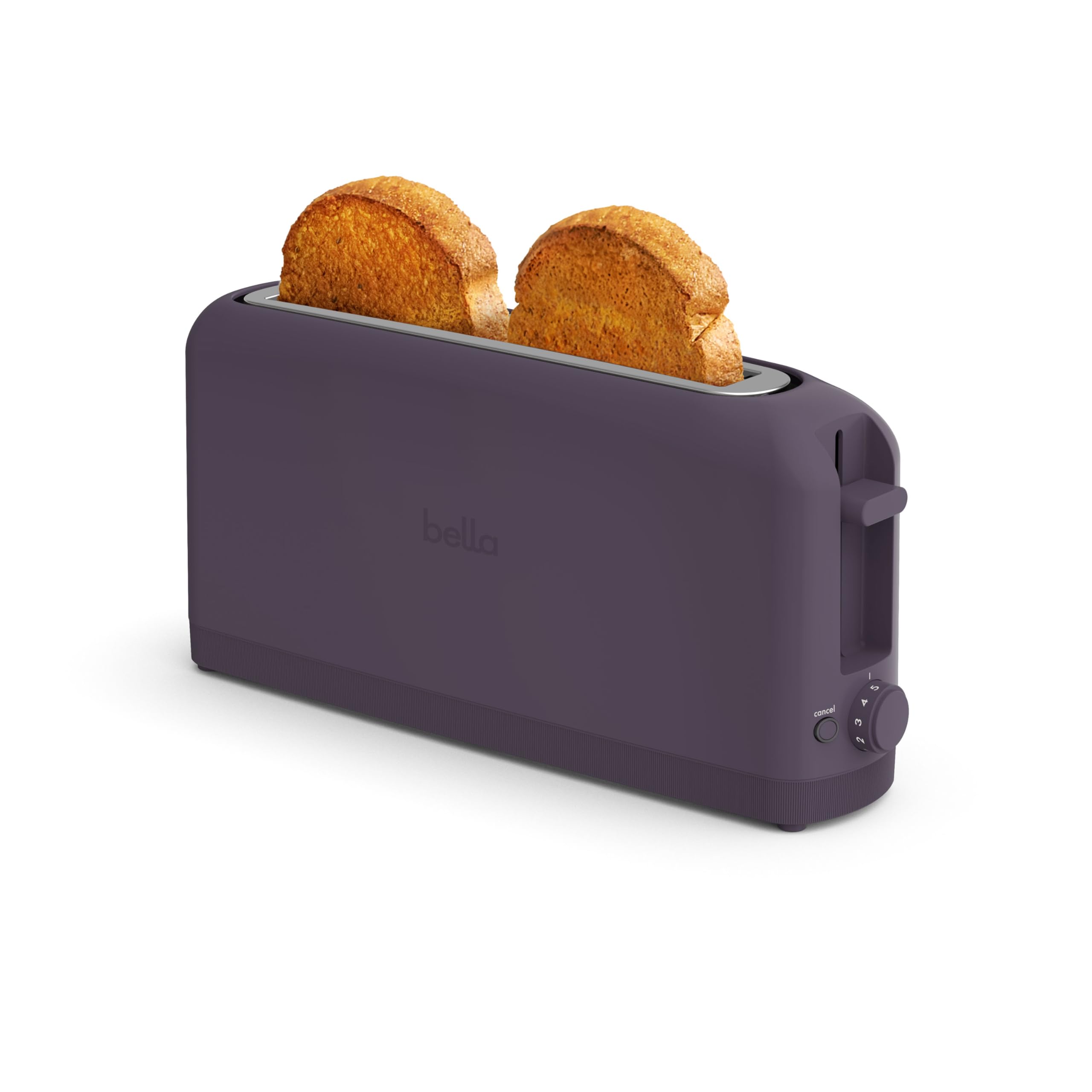bella 2 Slice Slim Toaster, 6 Setting Shade Control w Reheat and Cancel Buttons, Removable Crumb Tray, 10    Long Slot, Anti Jam
