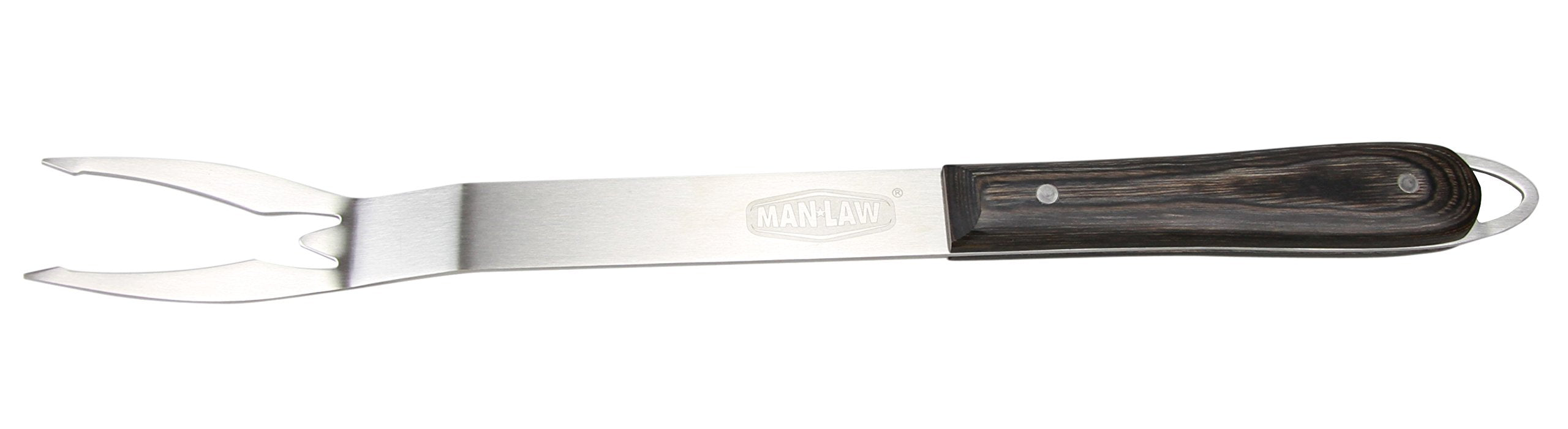 Man Law Bbq Products Man-H1A-F H1A Series Open Stock Fork, One Size, Stainless Steel And Wood