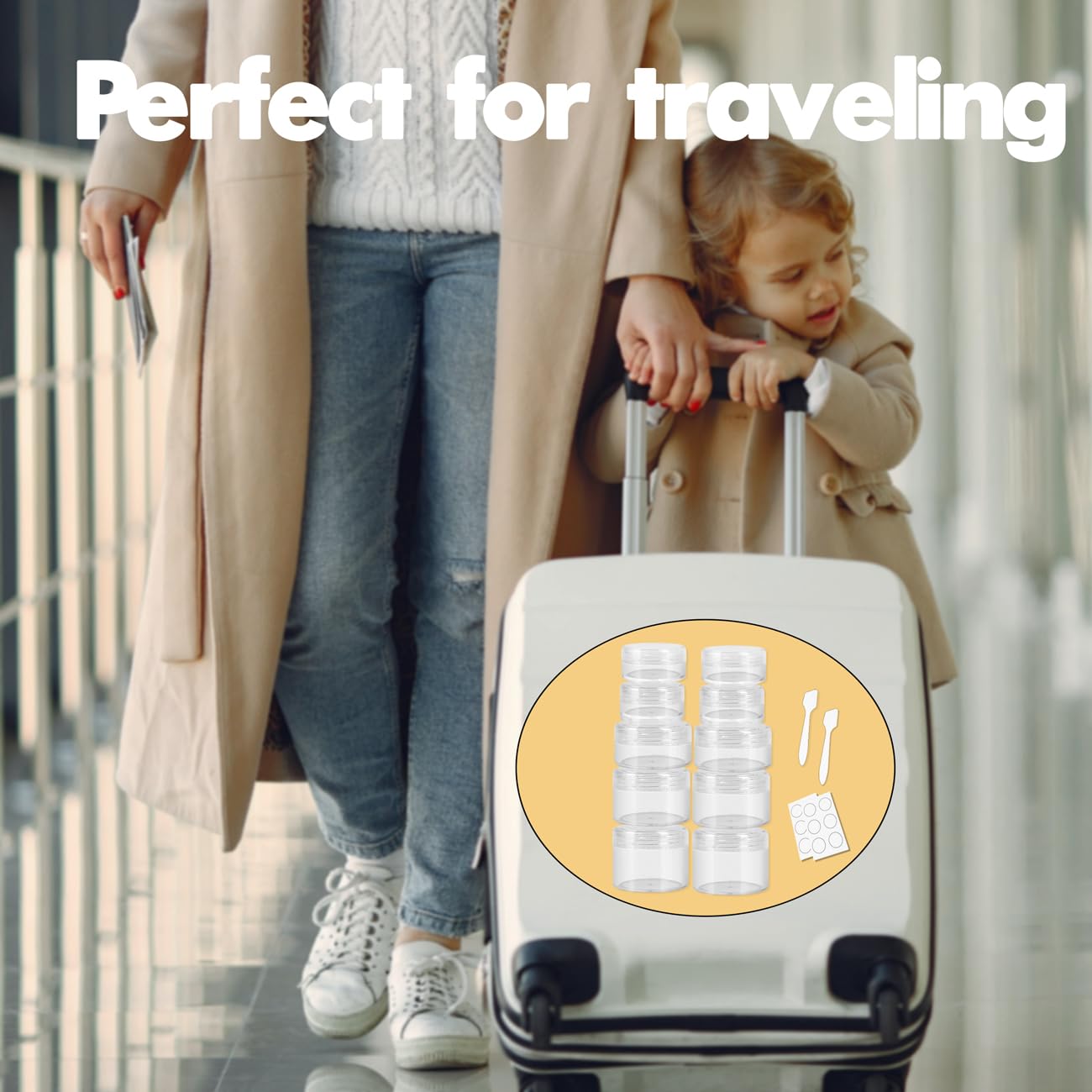 Golacky 10 Pieces Small Travel Containers, 3/5/10/15/20 Gram Size Travel Containers For Creams, Sample Containers With Screw Lid