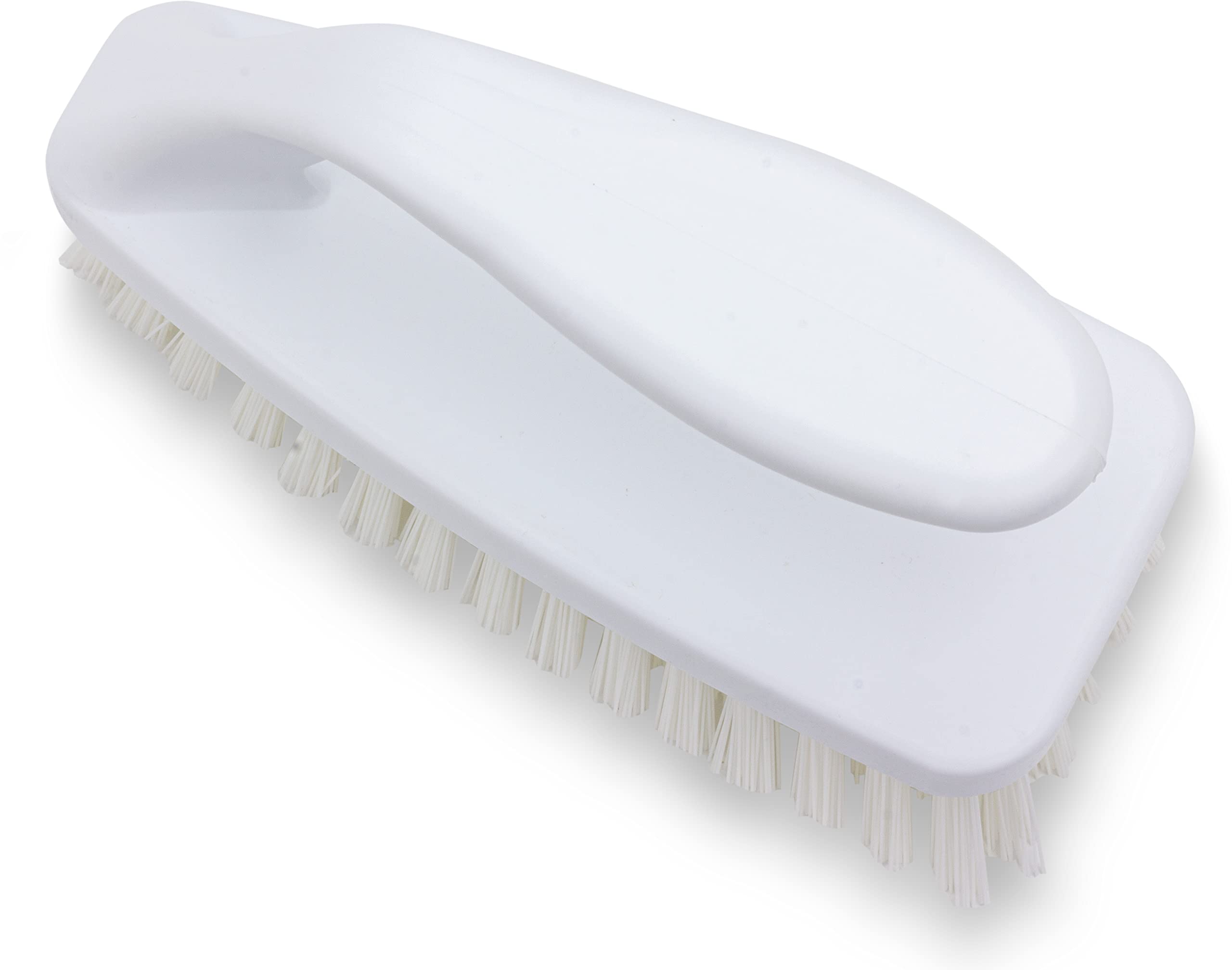 SPARTA Heavy Duty Scrub Brush, 6-Inch White Plastic with Iron Shaped Handle and Stiff Bristles, Model 40024EC02