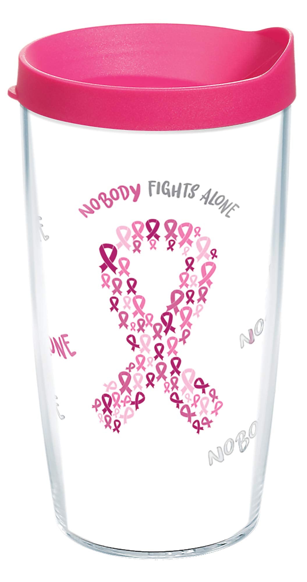 Tervis Pink Ribbon Made In Usa Double Walled Insulated Tumbler Travel Cup Keeps Drinks Cold & Hot, 16Oz, Clear