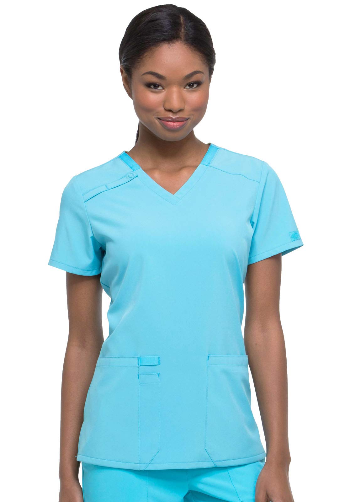 Dickies Eds Essentials Scrubs, V-Neck Womens Tops With Four-Way Stretch And Moisture Wicking Dk615, Xs, Turquoise