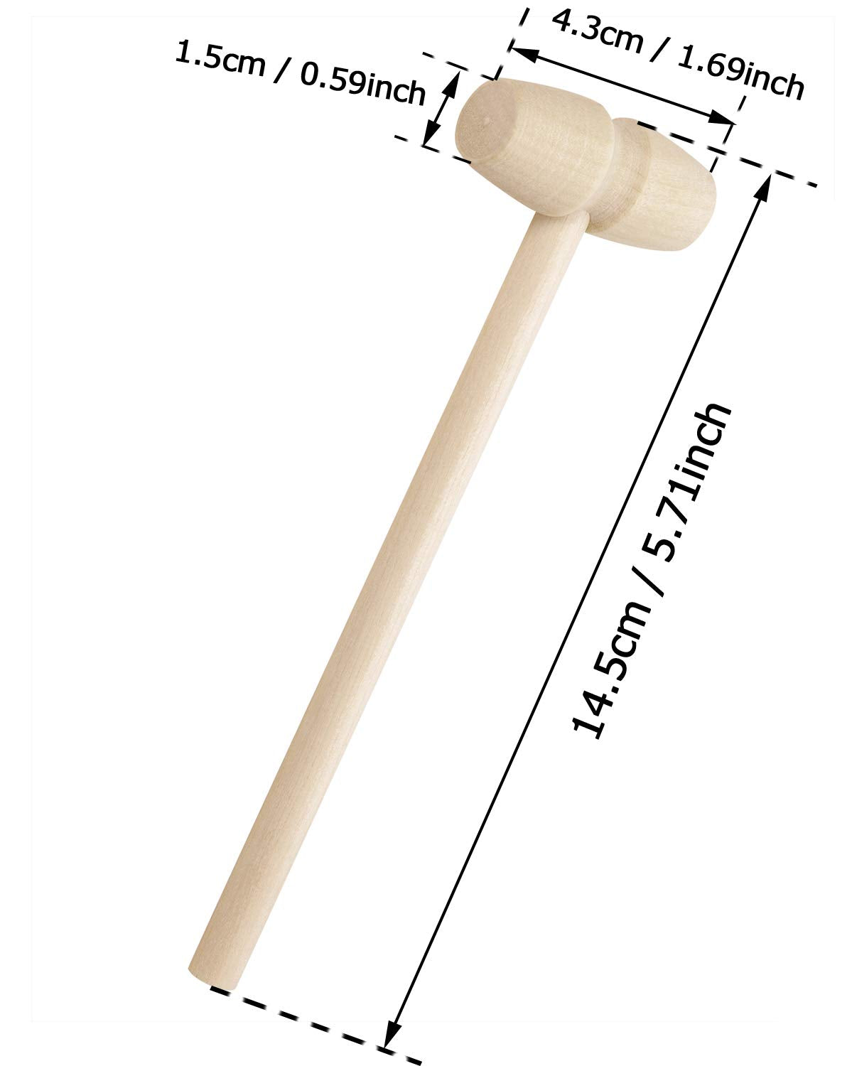 Tupalizy 2 Pieces Mini Wooden Mallet For Chocolate Heart Breakable Smashing Wood Hammers For Cracking Crabs Lobsters Shells Golf