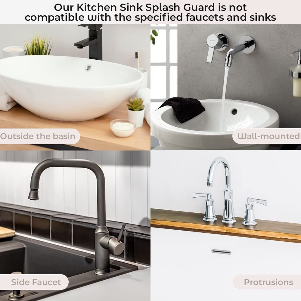 Biopronext Kitchen Sink Splash Guard Behind Faucet - Large 24 Inch Silicone Sink Faucet Mat Splash Guard - Premium Faucet Splash
