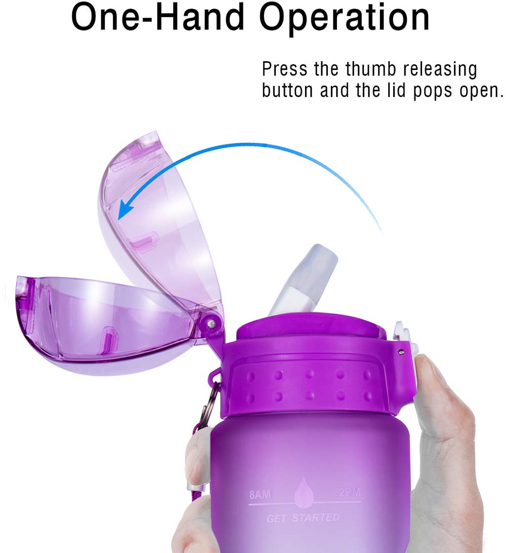 Nooformer 24Oz / 32Oz Motivational Water Bottle With Time Marker & Straw- Water Tracker Bottle Leakproof Bpa Free For Fitness Sp