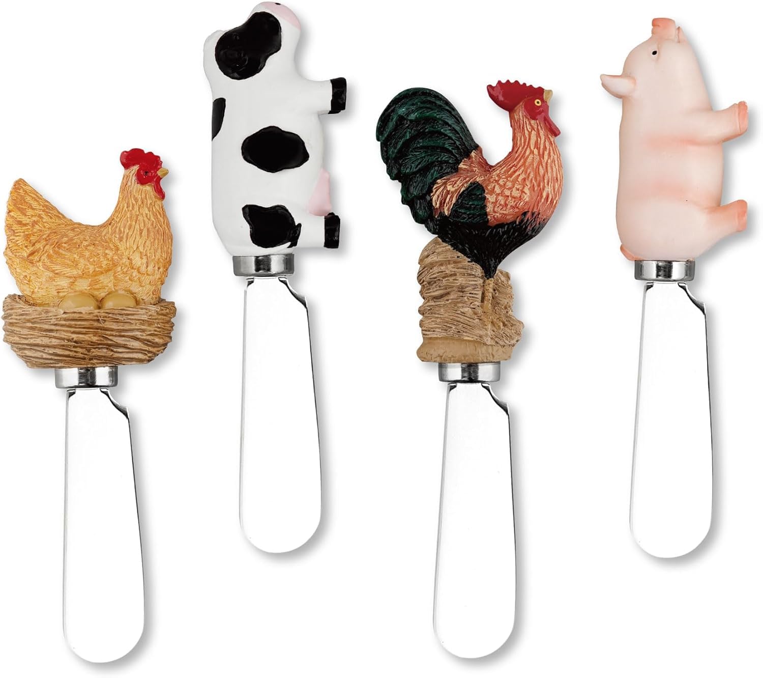 Supreme Housewares Farm Animals Resin Spreader S/4, 5'', Multi