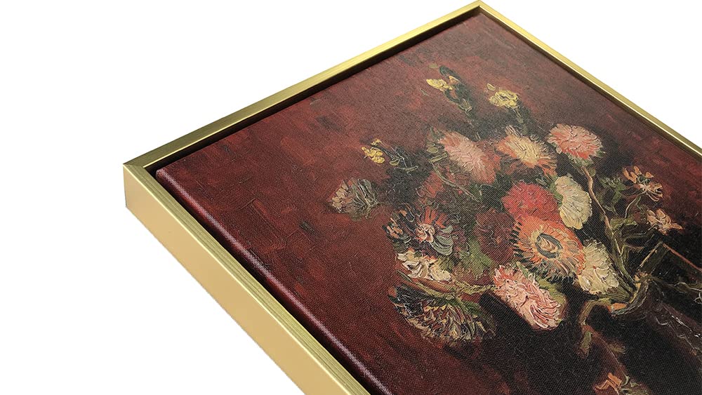 Wieco Art Framed Canvas Wall Art Vase With Chinese Asters And Gladioli By Van Gogh Oil Paintings Modern Abstract Hd Canvas Print