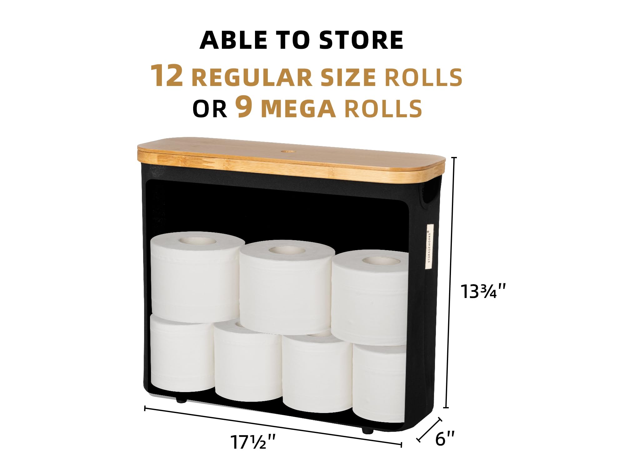 Storageworks Toilet Paper Storage Basket, Toilet Paper Roll Storage With Bamboo Lid, Extra Toilet Paper Holder For Up To 9 Mega