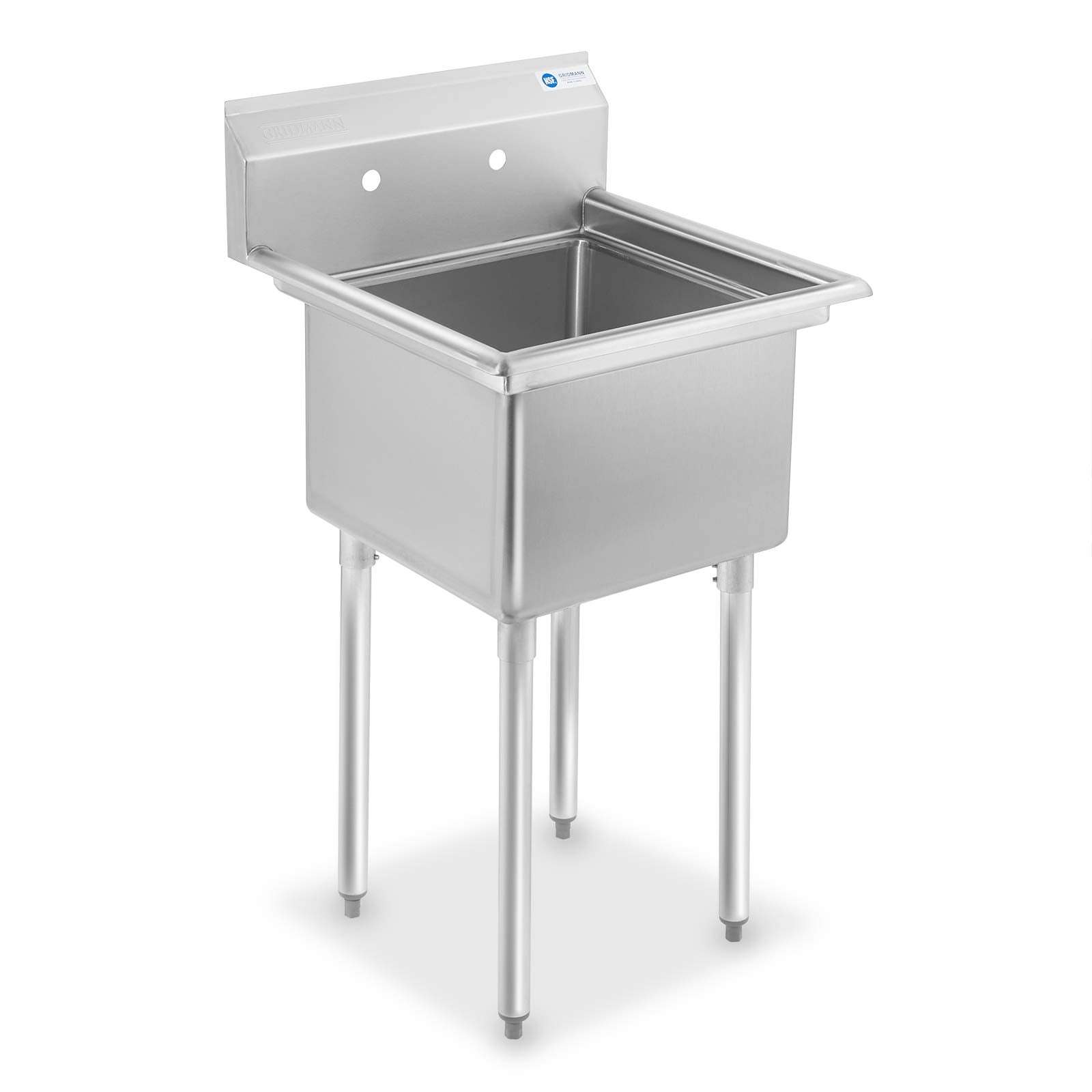 GRIDMANN 23.5 Wide Stainless Steel Kitchen Prep & Utility Sink, 1 Compartment NSF Commercial Sink with 18 x 18 Bowl for Restaura
