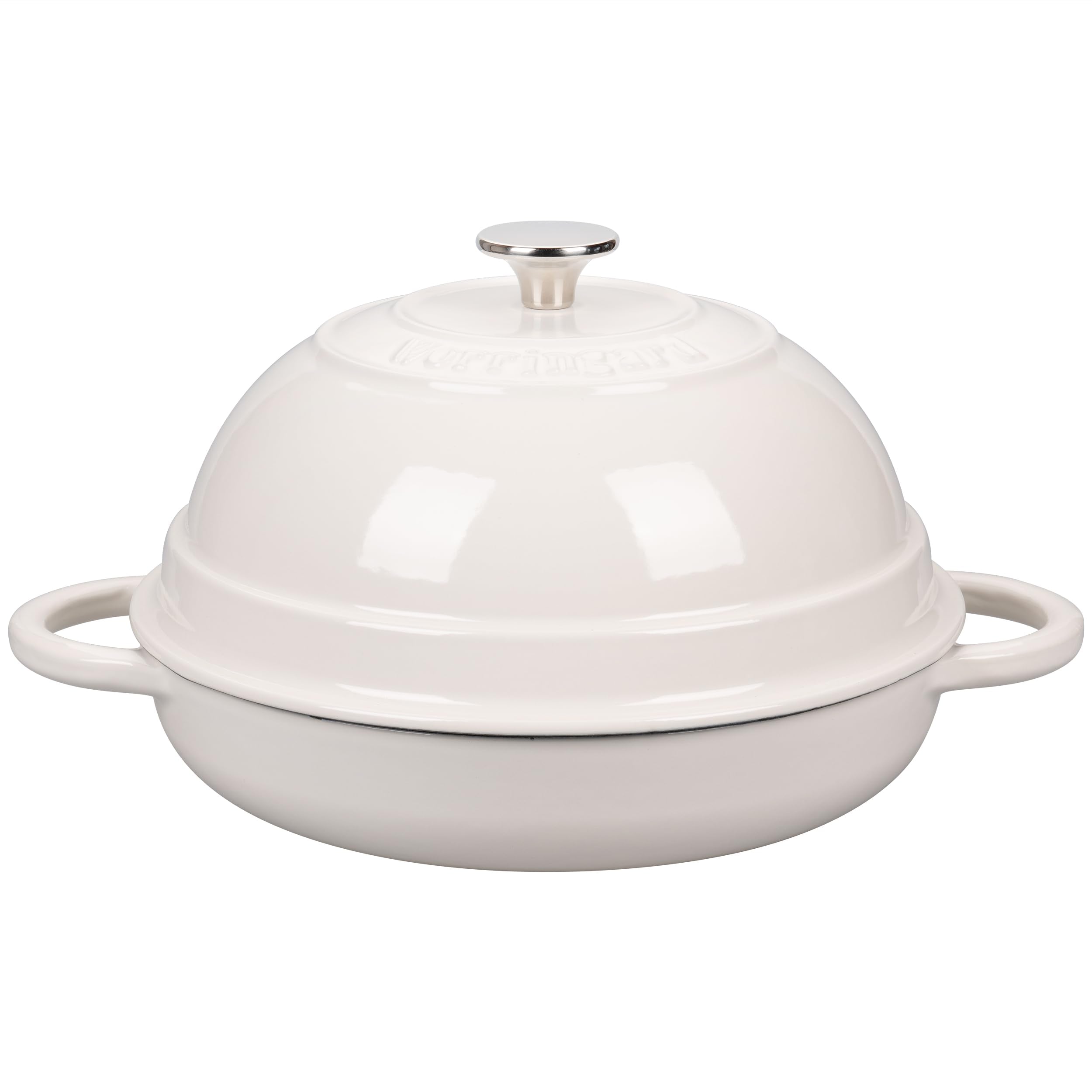 Vorringard Cast Iron Enameled Dutch Oven Pot With Lid For Bread Baking, Bread Oven, 6 Quart, White