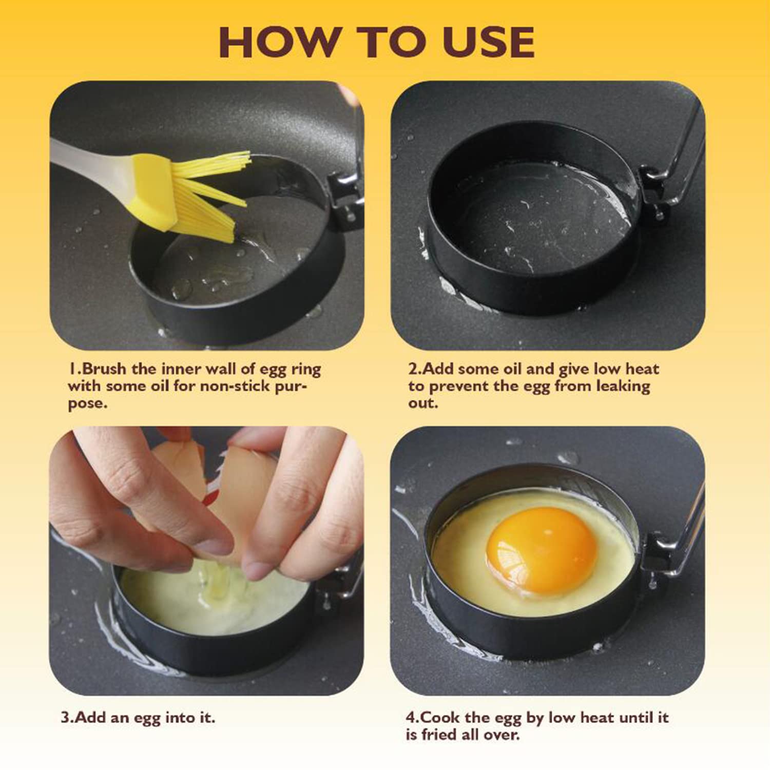 Stainless Steel Egg Ring, 4 Pack Nonstick Egg Maker Rings For Frying Eggs And Egg Mcmuffins, Egg Shaper For Frying Pan Cooking,