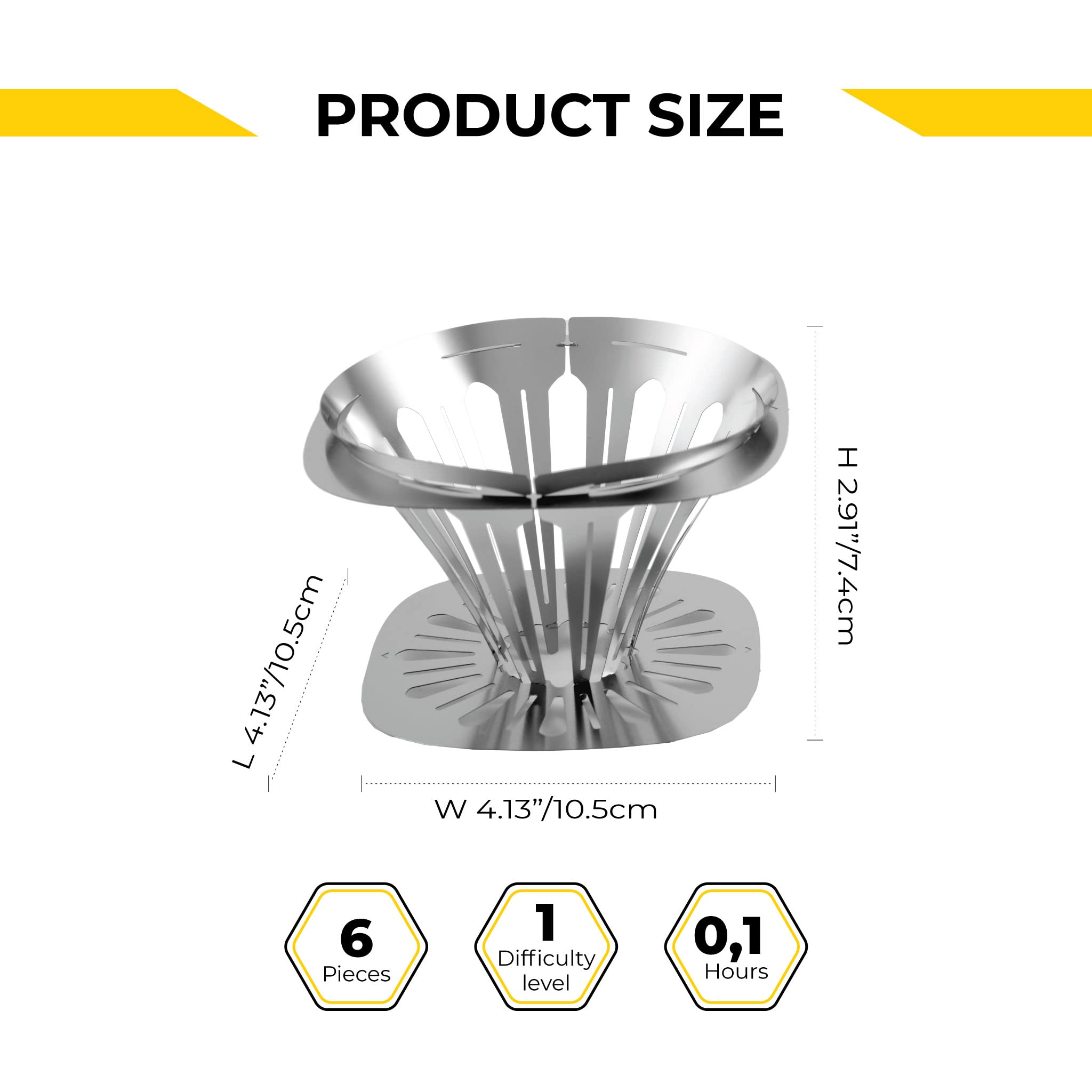 Pour Over Coffee Dripper, Stainless Steel Coffee Dripper, Caf   Pronto, Metal Coffee Dripper Diy Kit, 3D Metal Puzzle Coffee Dri