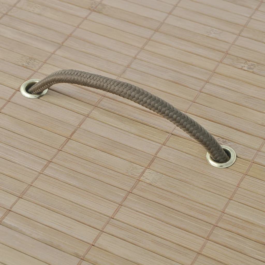 vidaXL Collapsible Laundry Basket  Laundry Hamper with Lid and Handles  Dirty Clothes Basket with Removable Liner  Laundry Bin  Natural Round Bamboo