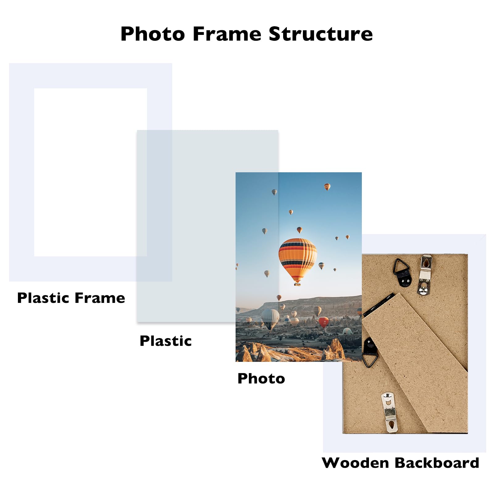 JCJMY 3.5x5 Picture Frame White for Wall or Tabletop, 3.5 x 5 Wall Gallery Poster Photo Frame with Shatter Resistant Plexiglass,